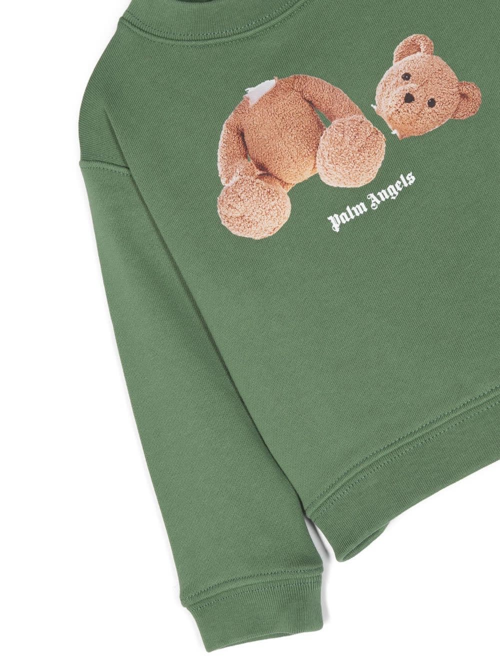 Shop Palm Angels Pa Bear Crewneck Sweatshirt In Green