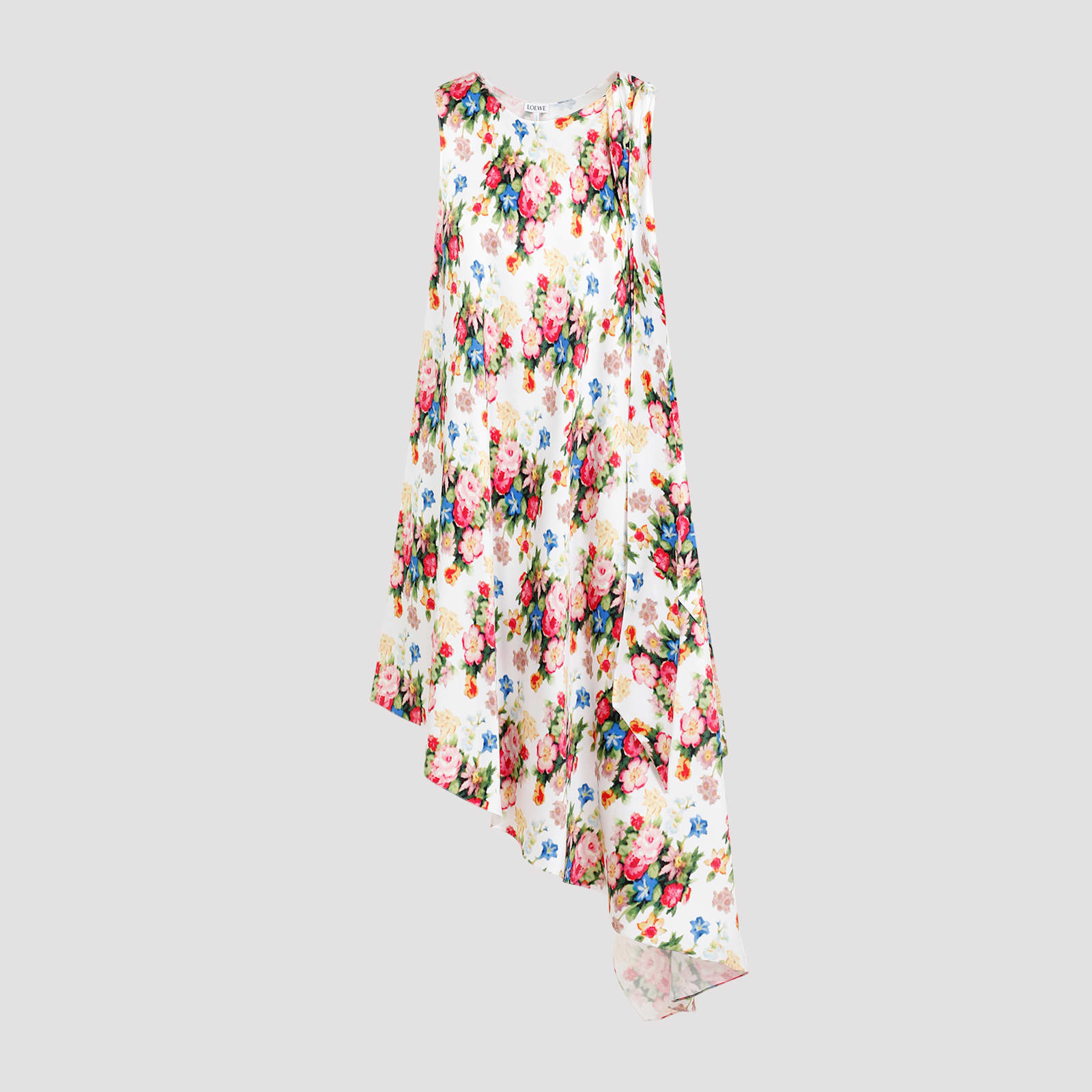 Shop Loewe Asymmetric Dress In Multicolor Soft Pink