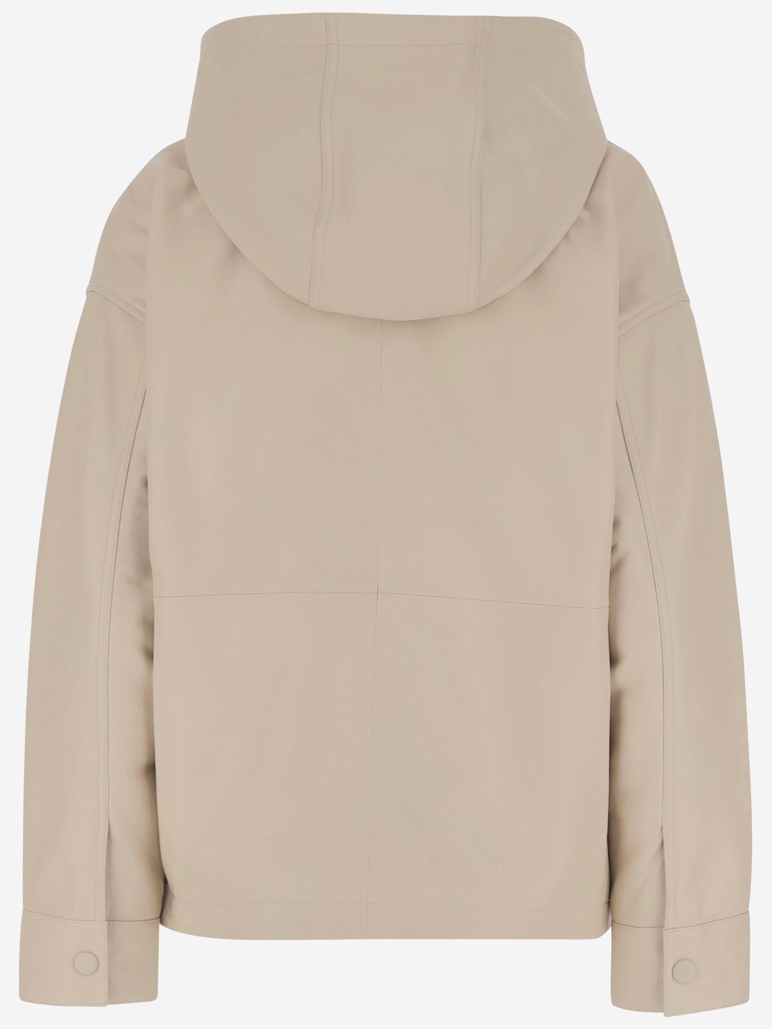 Yves Salomon Leather Jacket With Hood In Beige