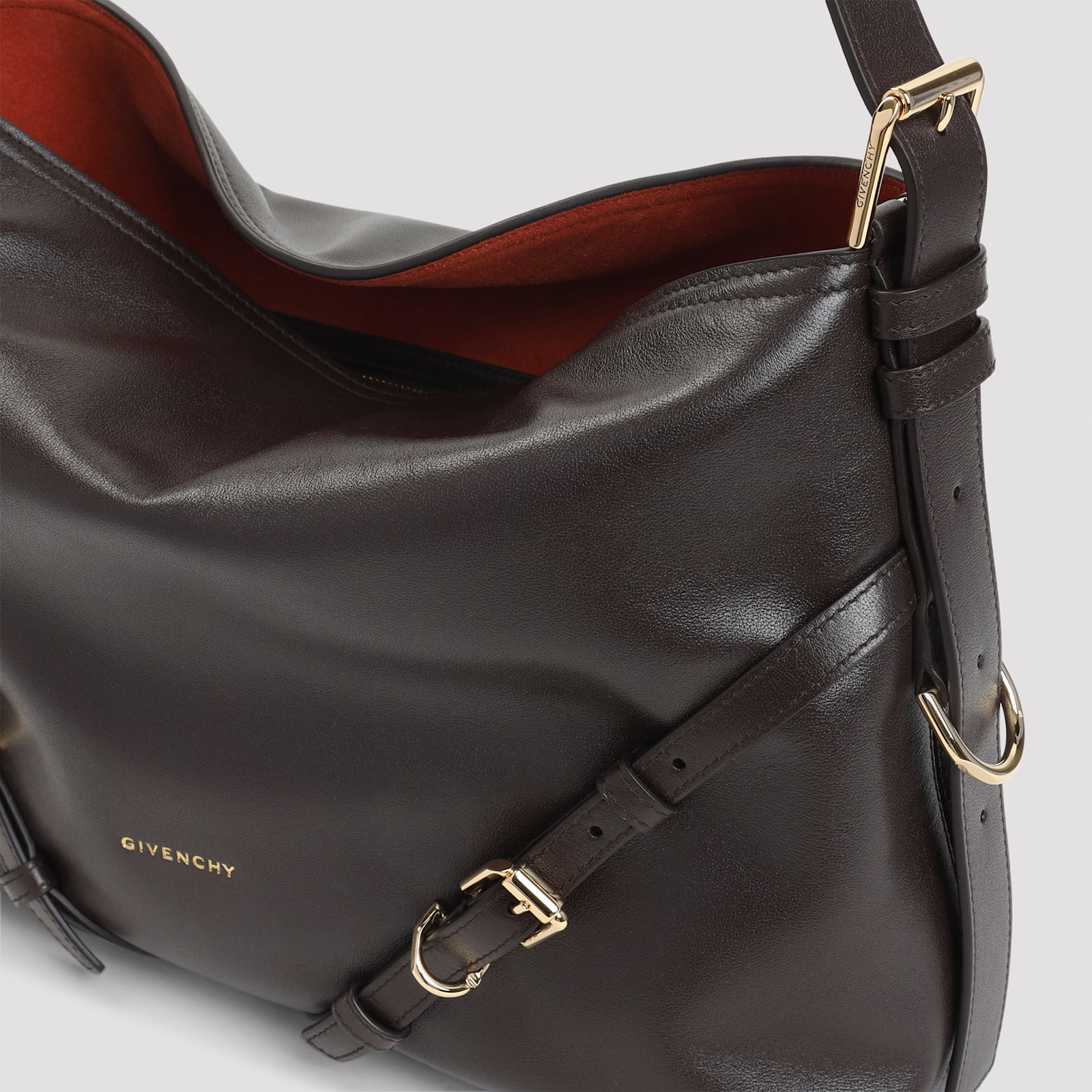 Givenchy Voyou Medium Bag In Glossy Leather In Brown