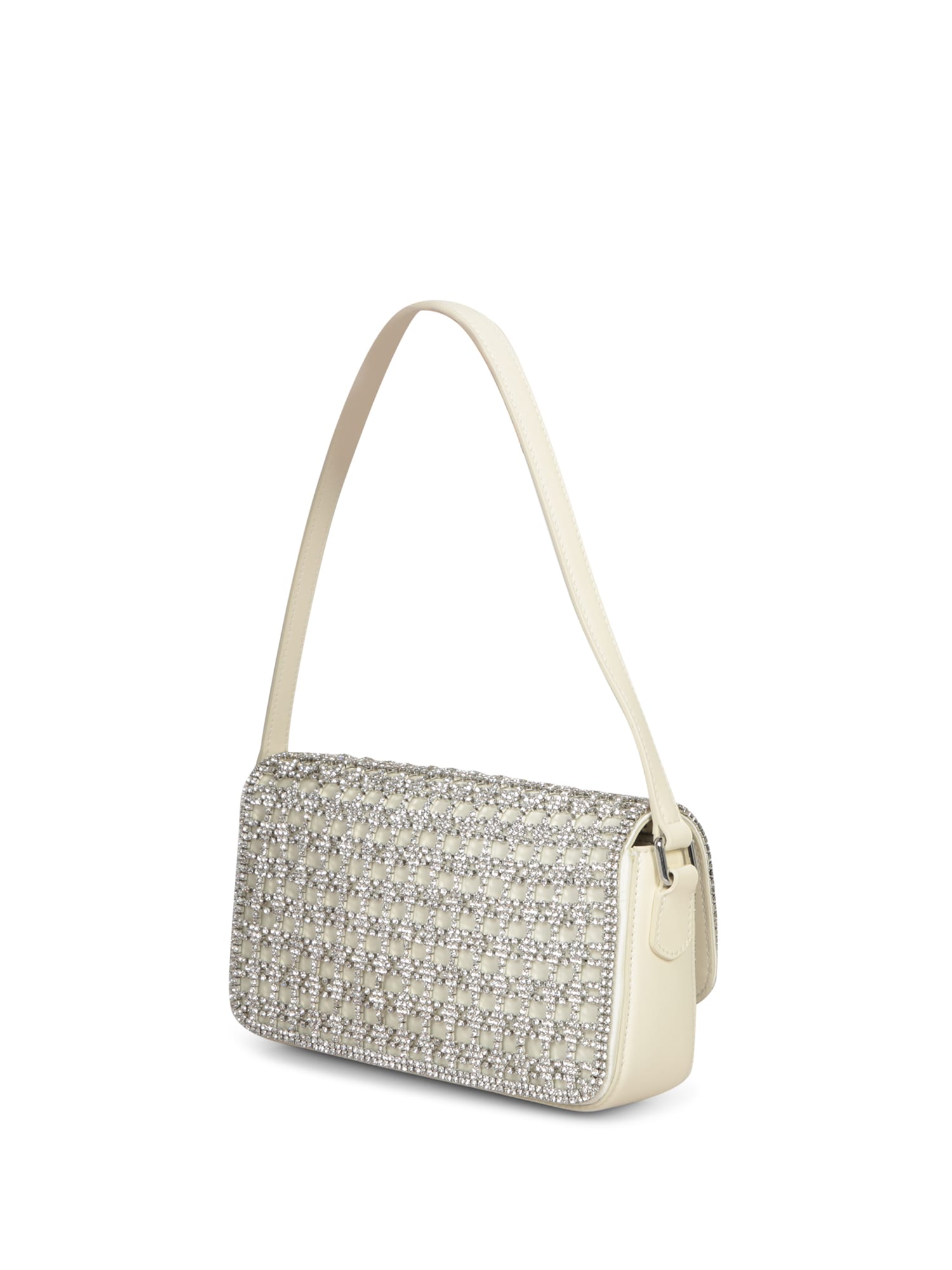 SELF-PORTRAIT CREAM CRYSTAL BAGUETTE BAG 