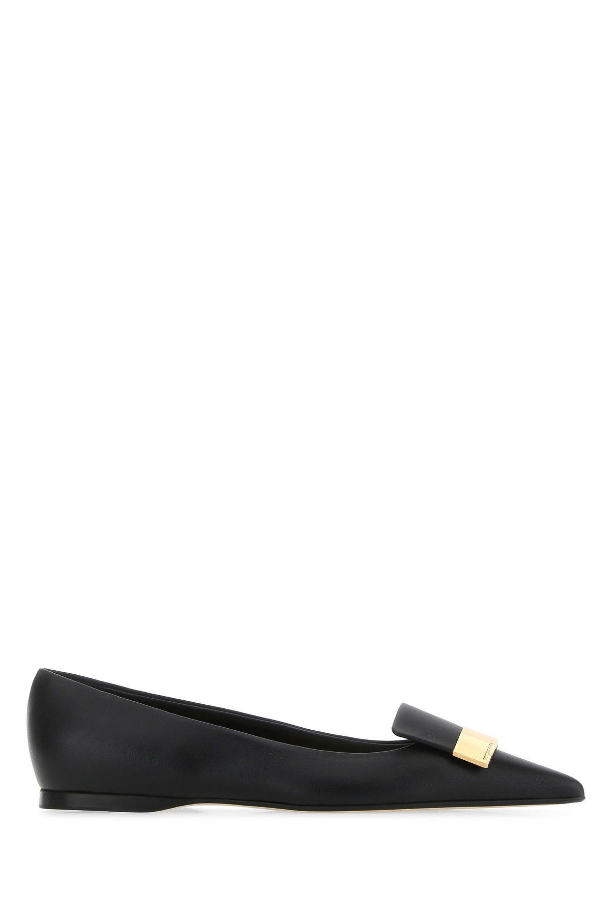 Shop Sergio Rossi Black Nappa Leather Sr1 Ballerinas