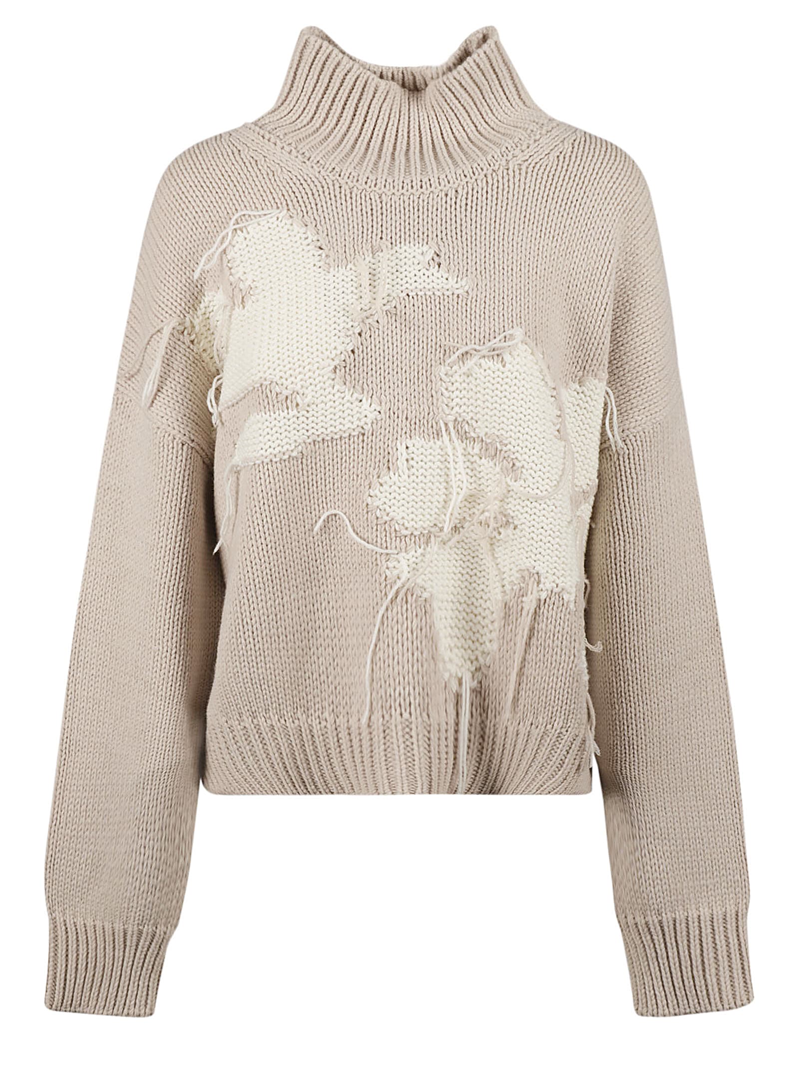 High-neck Oversize Embroidered Sweater