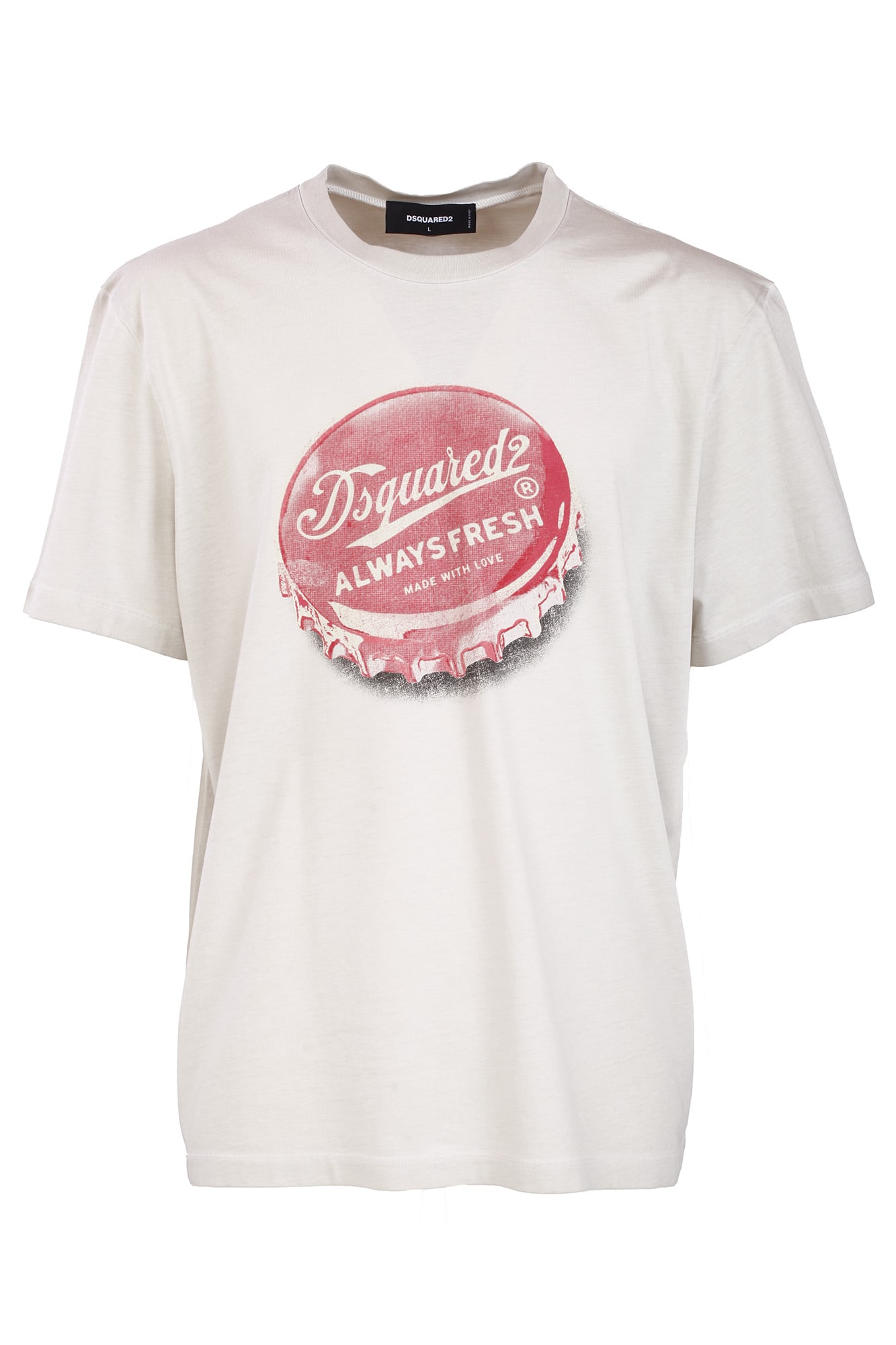Dsquared2 Graphic-print Cotton T-shirt In Beige