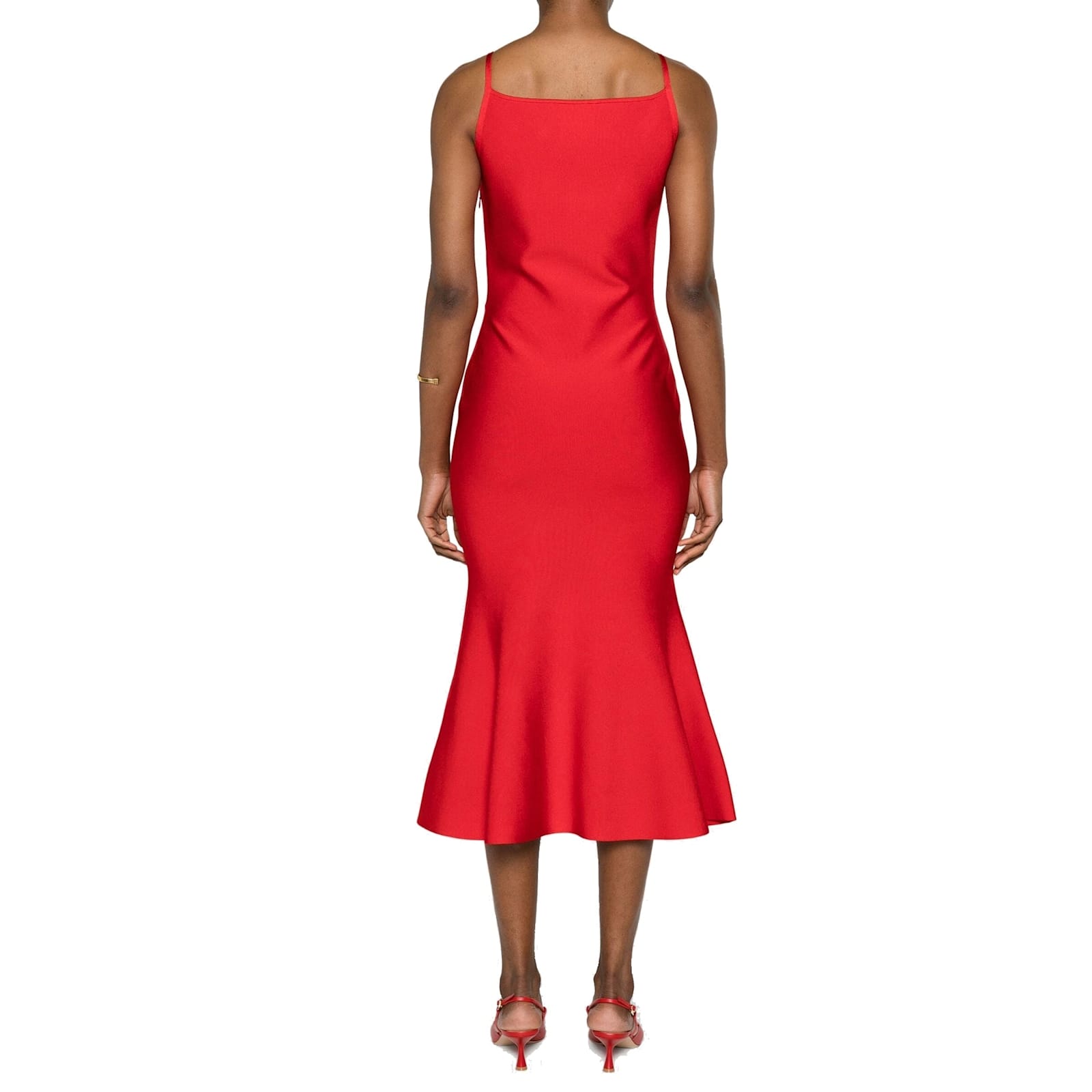 Shop Alexander Mcqueen Flared Knit Dress In Red