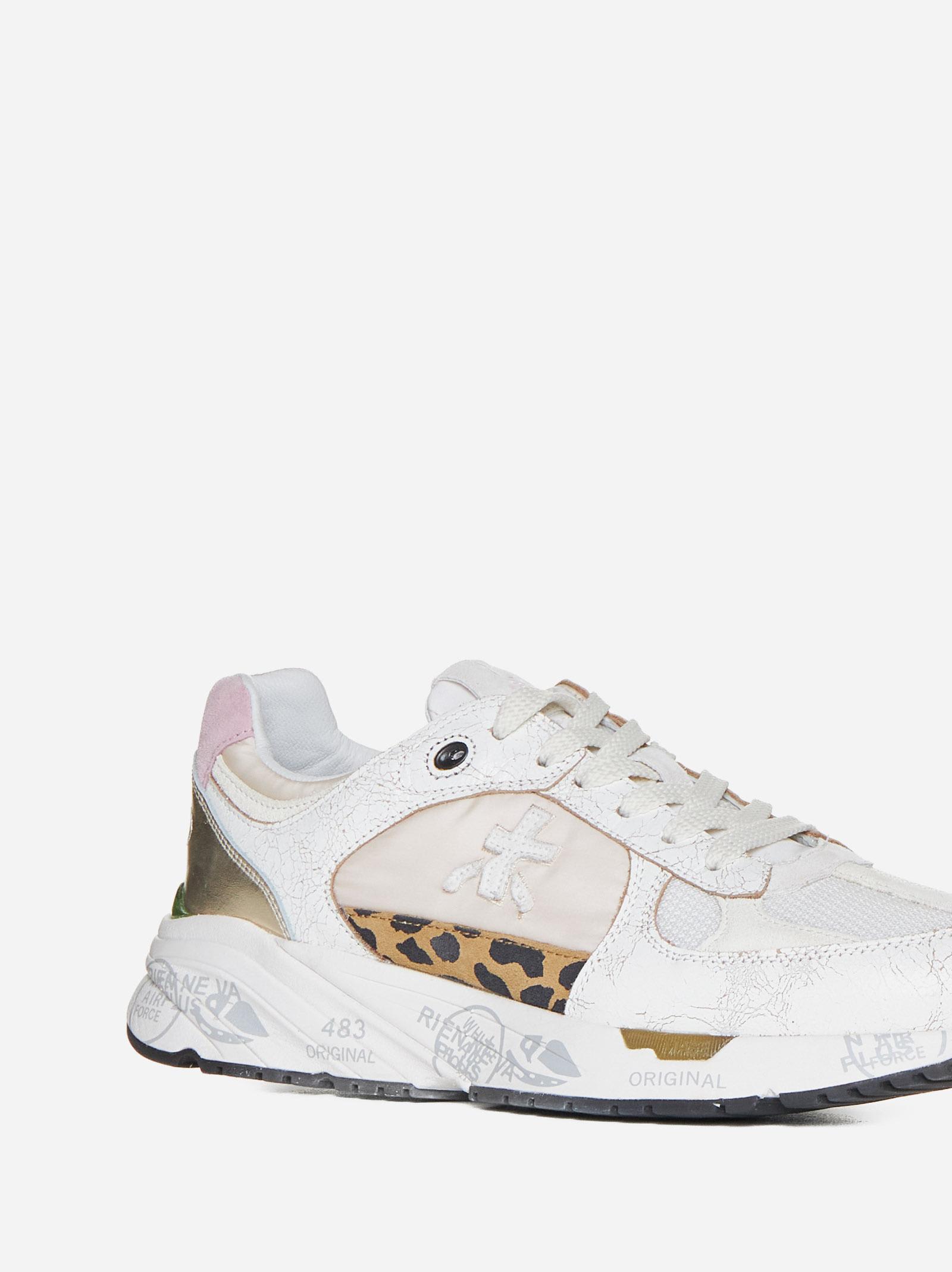 Shop Premiata Mased Leather, Suede And Nylon Sneakers In Offwhite