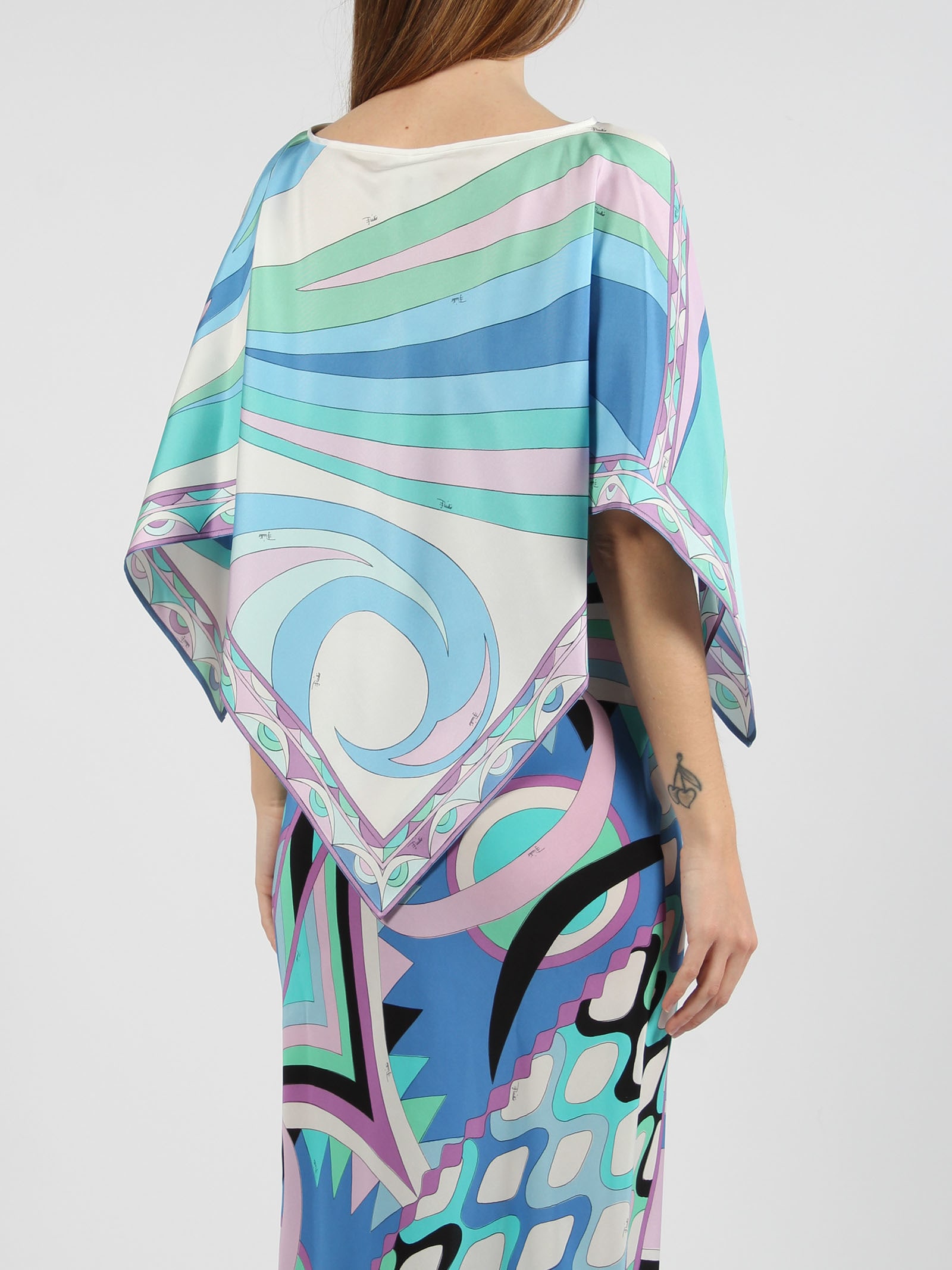 Shop Pucci Cigni-print Silk Top In Multicolour