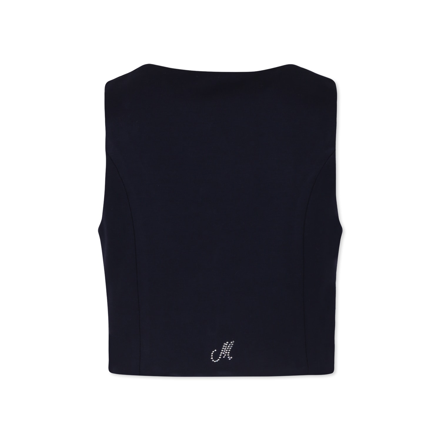 Monnalisa Blue Waistcoat For Girl With Logo In Blue
