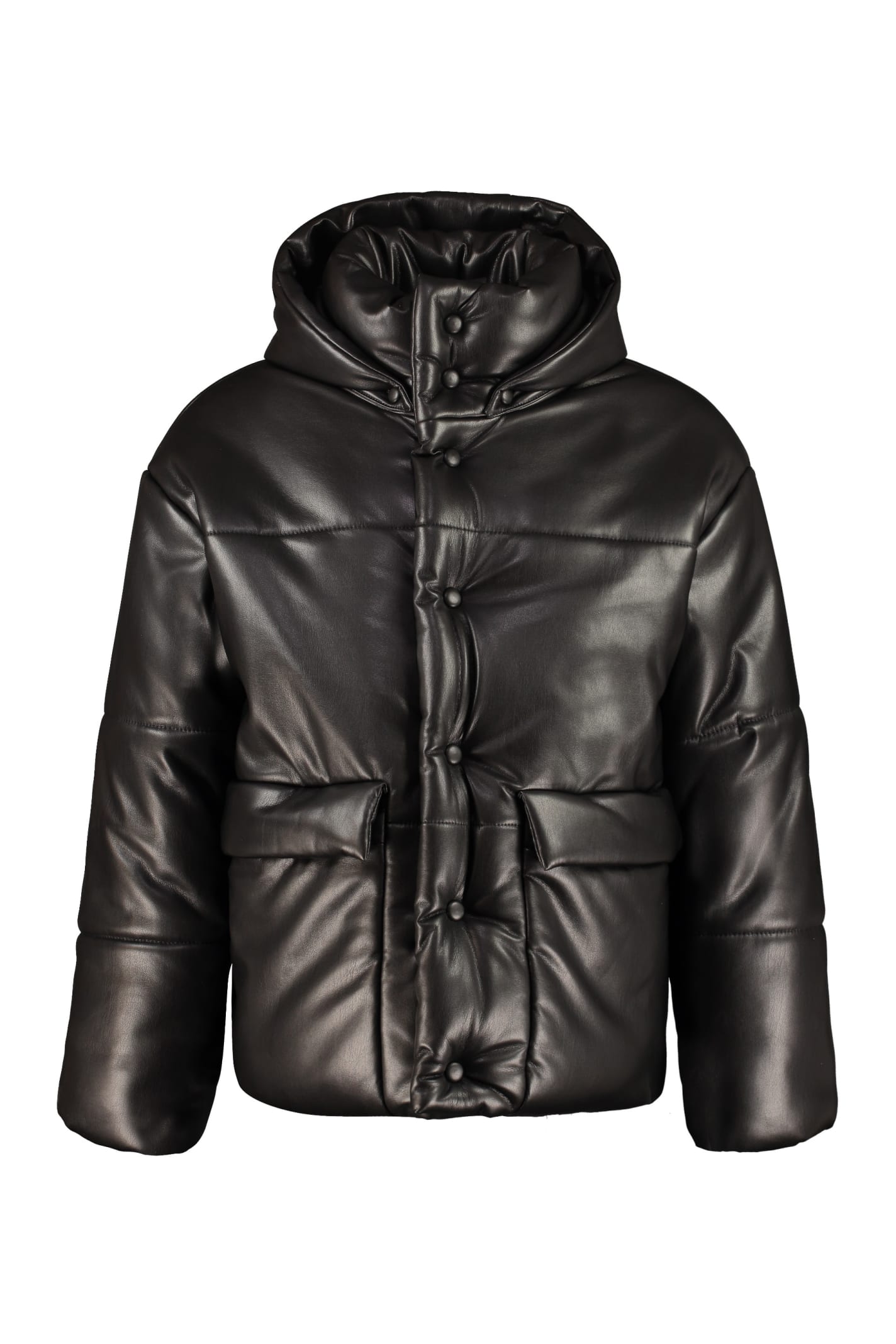 NANUSHKA HIDE FAUX LEATHER DOWN JACKET,NM20FWOW02599 BLACK