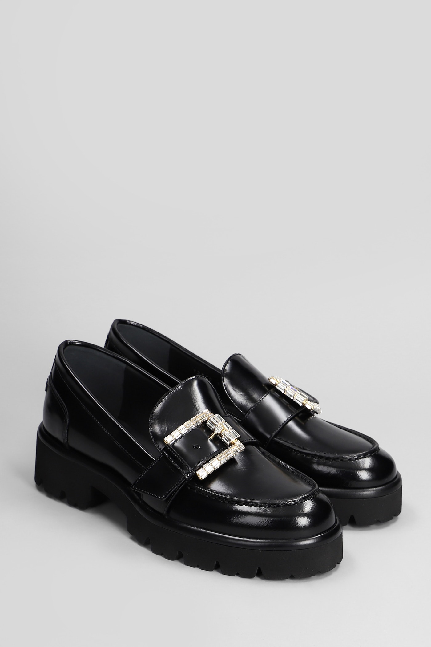 RENÉ CAOVILLA MORGANA LOAFERS IN BLACK LEATHER 