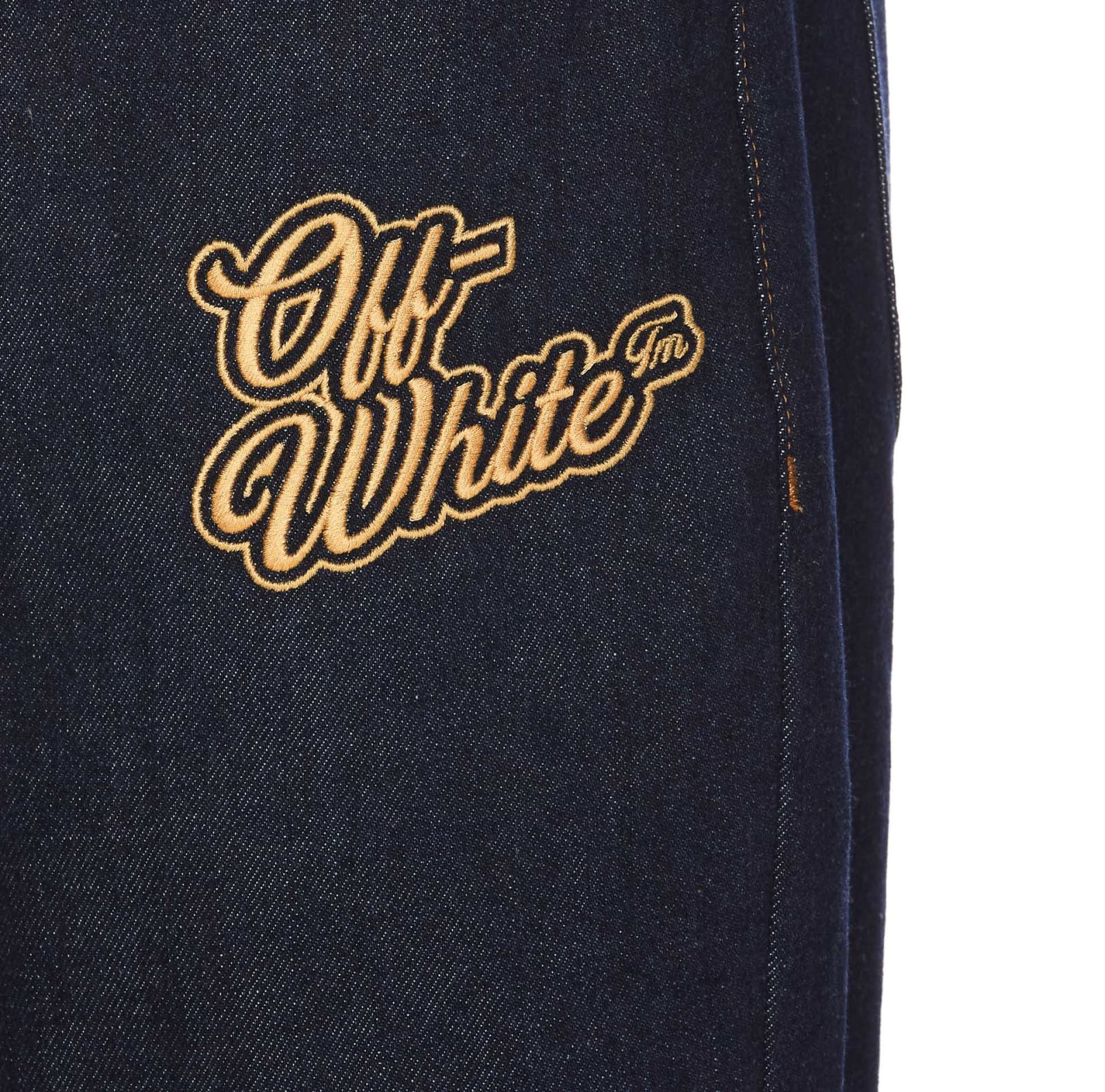 Shop Off-white 90s Logo Flare Jeans In Blue