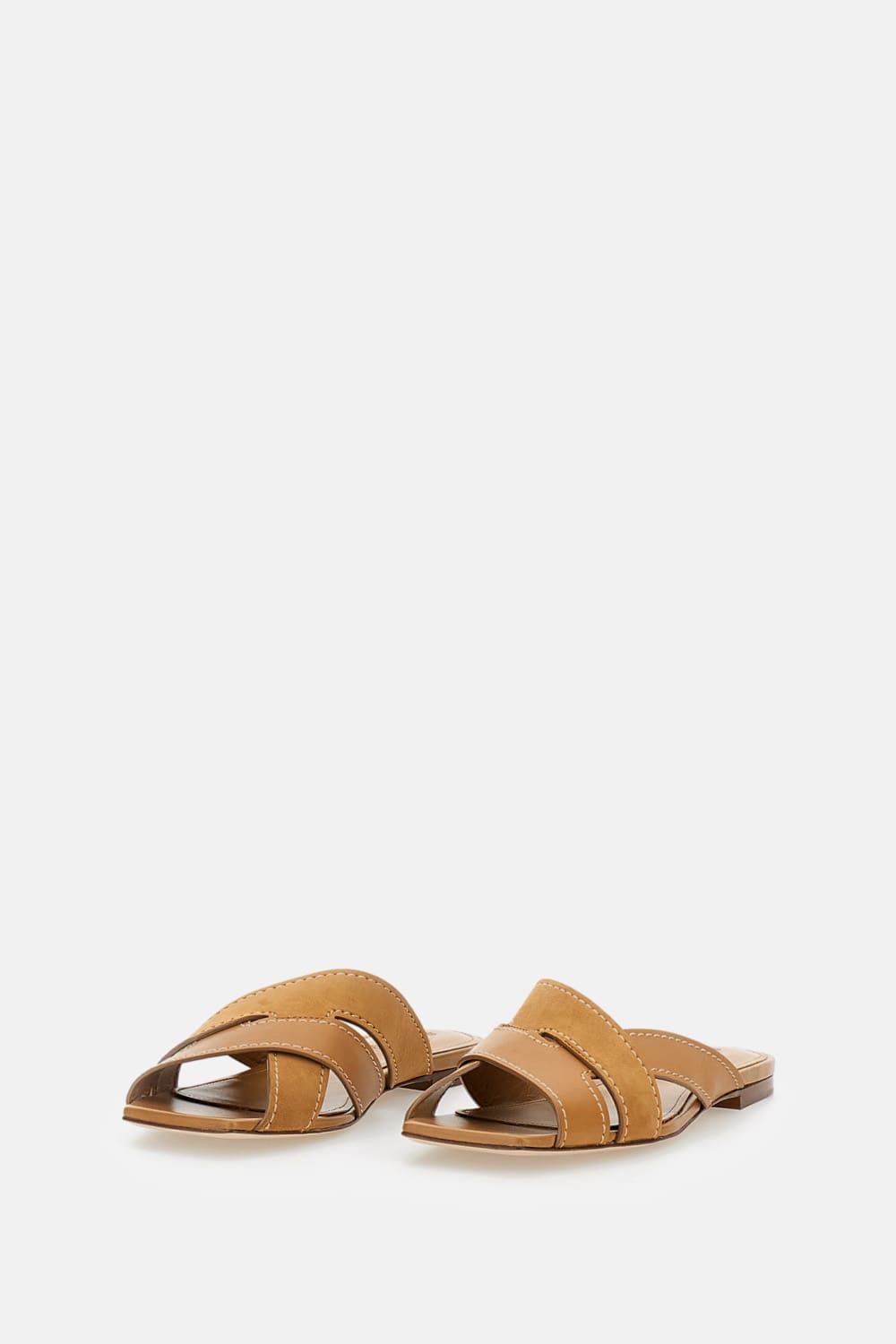 Tod's Sandals Heel Contrast Stitching Crisscross Straps In Animal Print