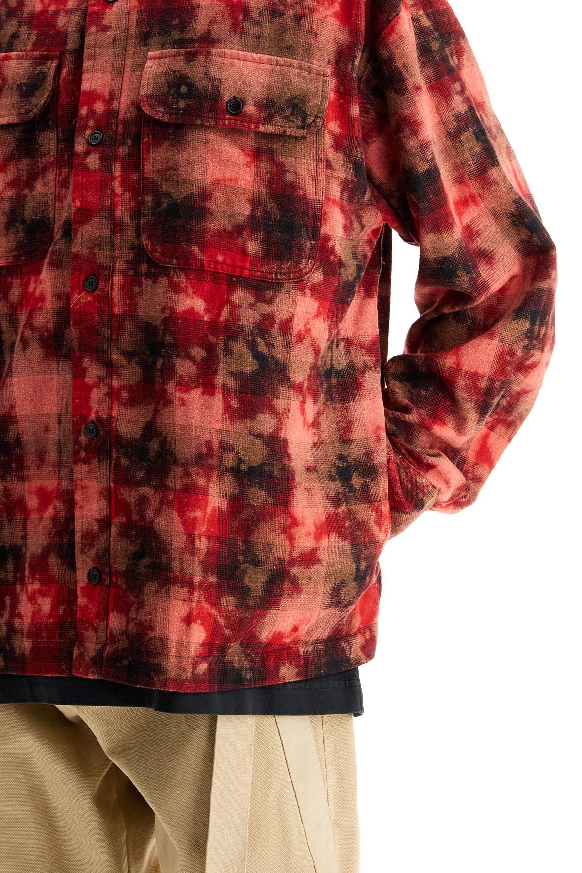 Shop Palm Angels Flannel Shirt With Curved Logo In Red