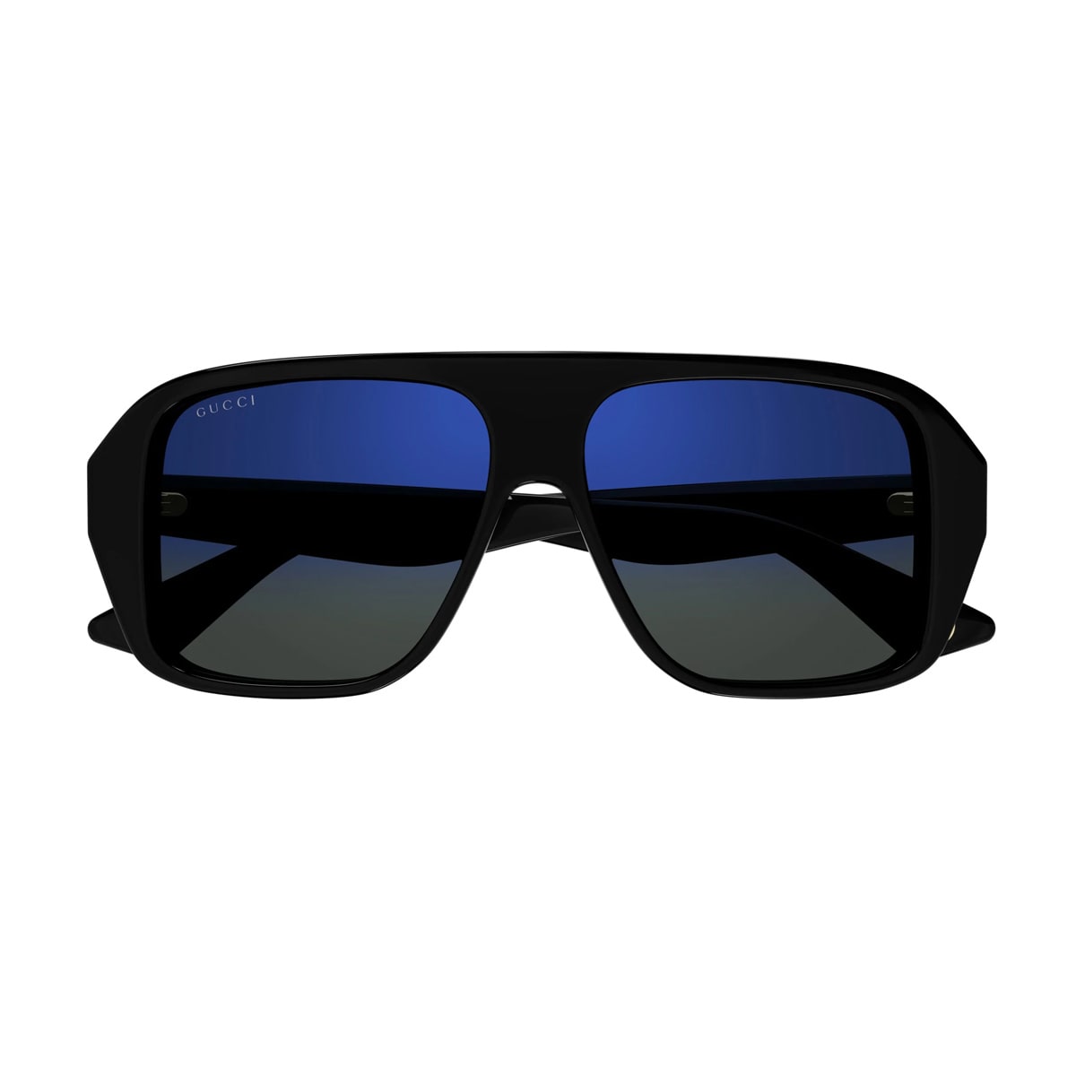 Shop Gucci Gg1615s Linea Lettering 001 Black Blue Sunglasses In Nero