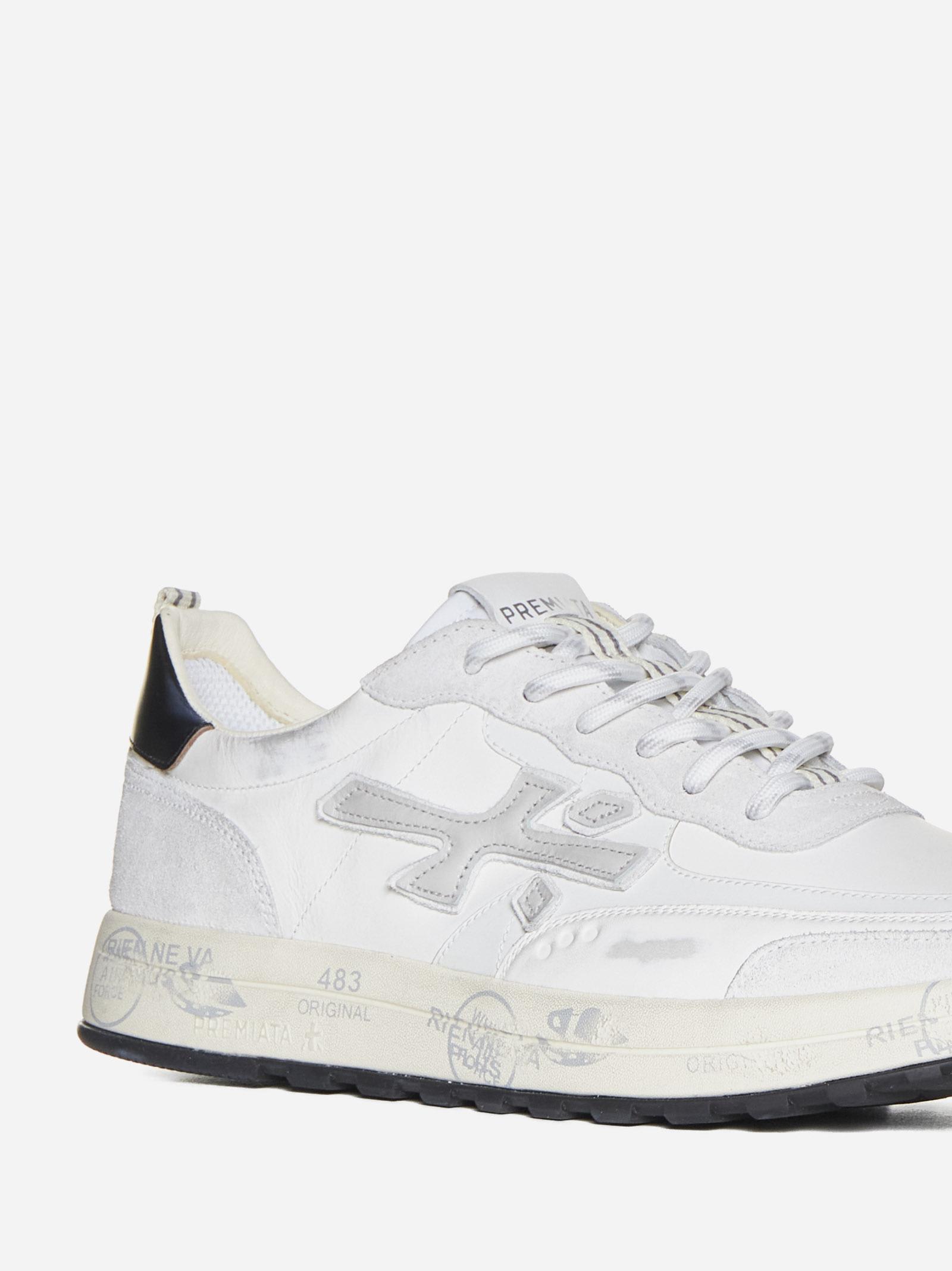 Shop Premiata Nous Leather And Suede Sneakers  In White