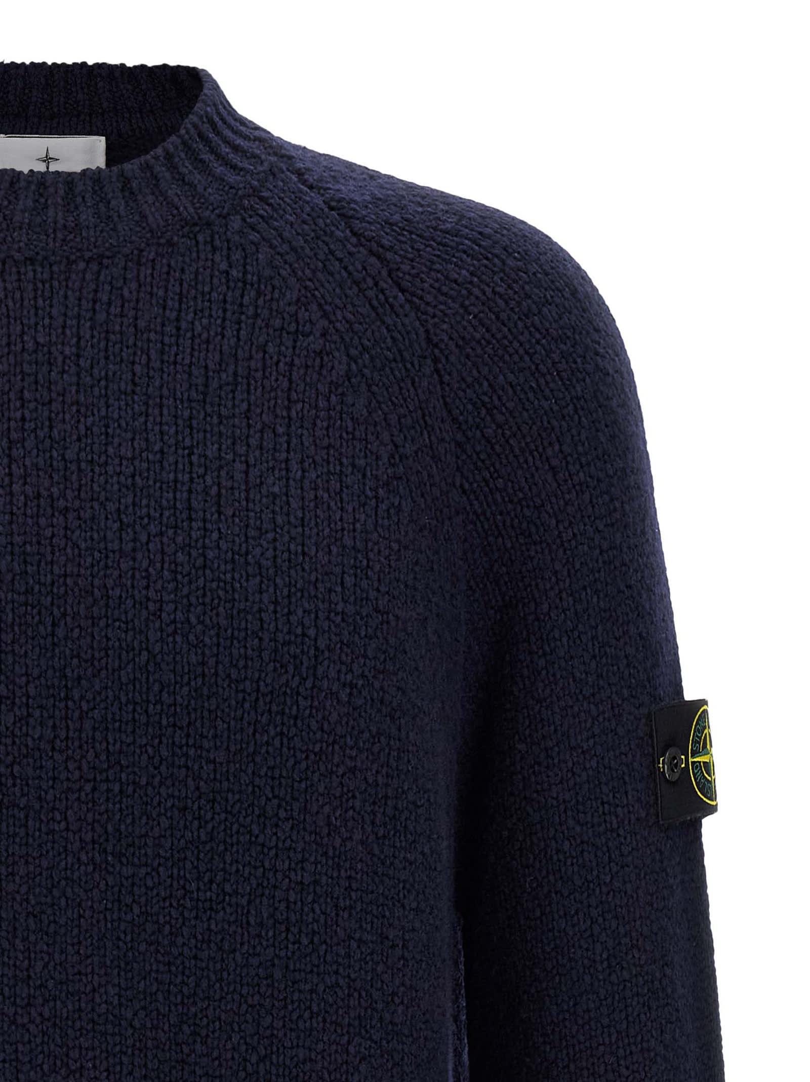 Stone Island Sweater With Crew Neck In Cashmere In Blue