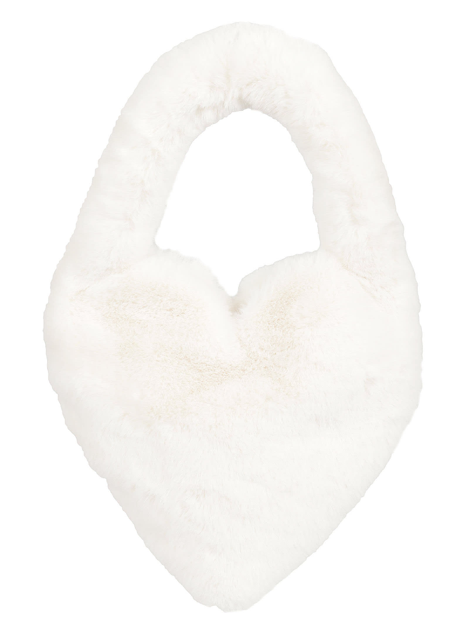 Shop Blumarine Heart Shape Fur Coated Shoulder Bag In Burro