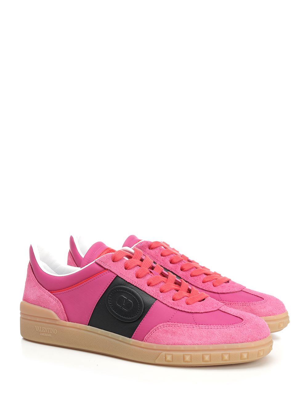 Valentino Garavani Pink Suede And Fabric Upvillage Sneakers