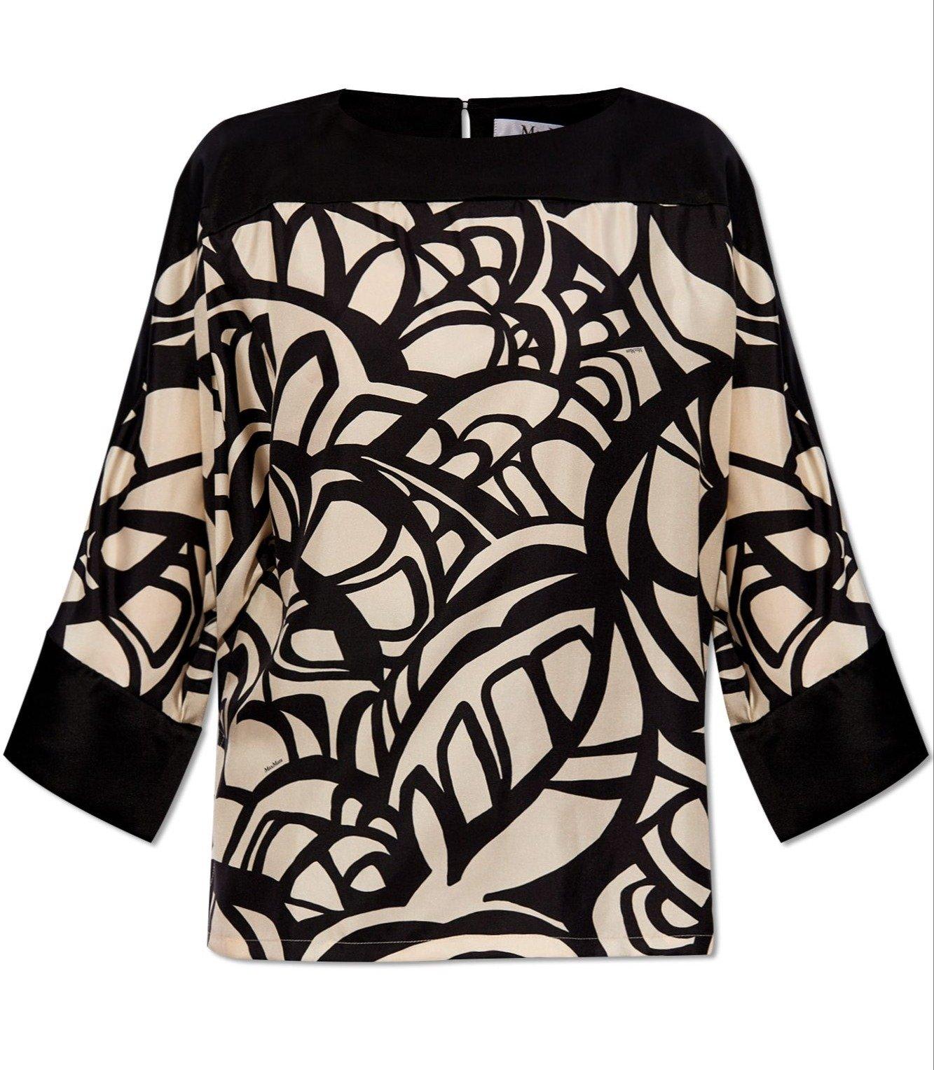 Shop Max Mara All-over Printed Long-sleeved Top In Black