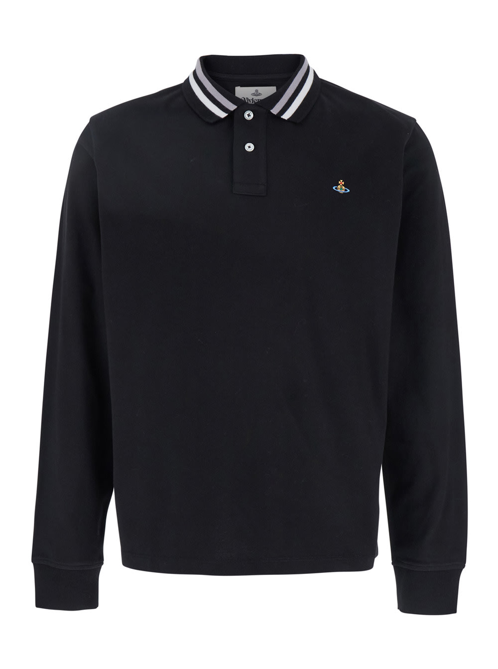 Vivienne Westwood Black Polo Shirt With Contrasting Collar And Orb Logo Detail On The Front In Cotton Man