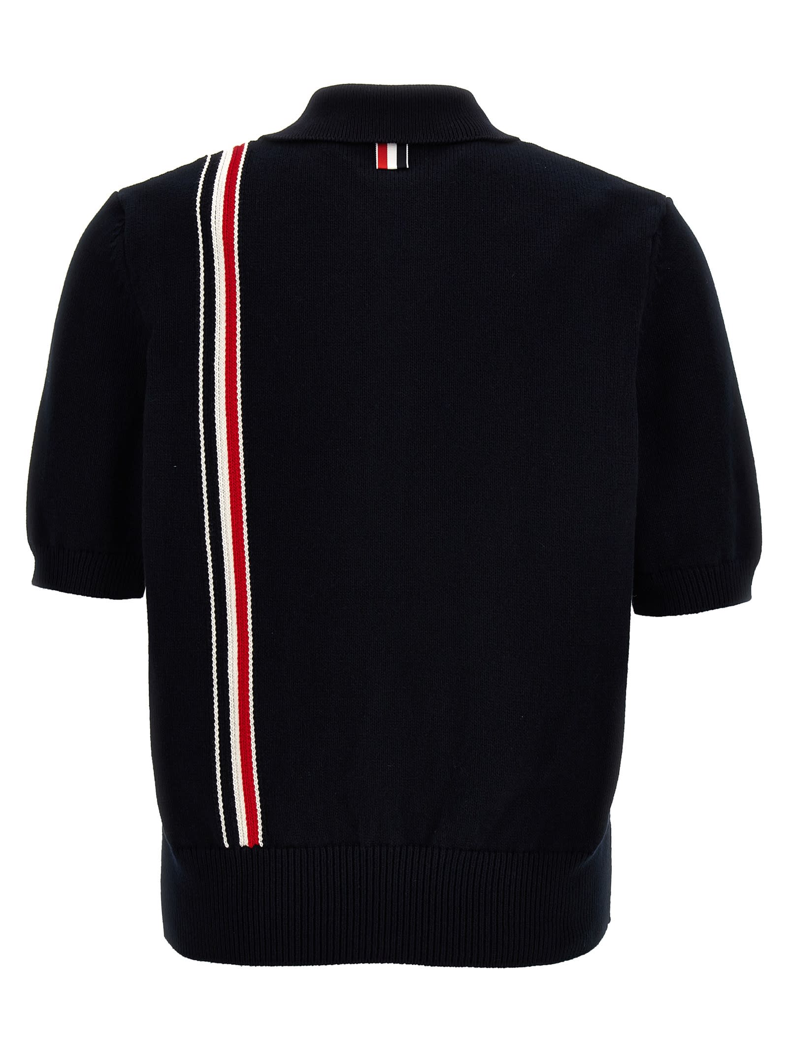 Shop Thom Browne Jersey Stitch Polo Shirt In Blue