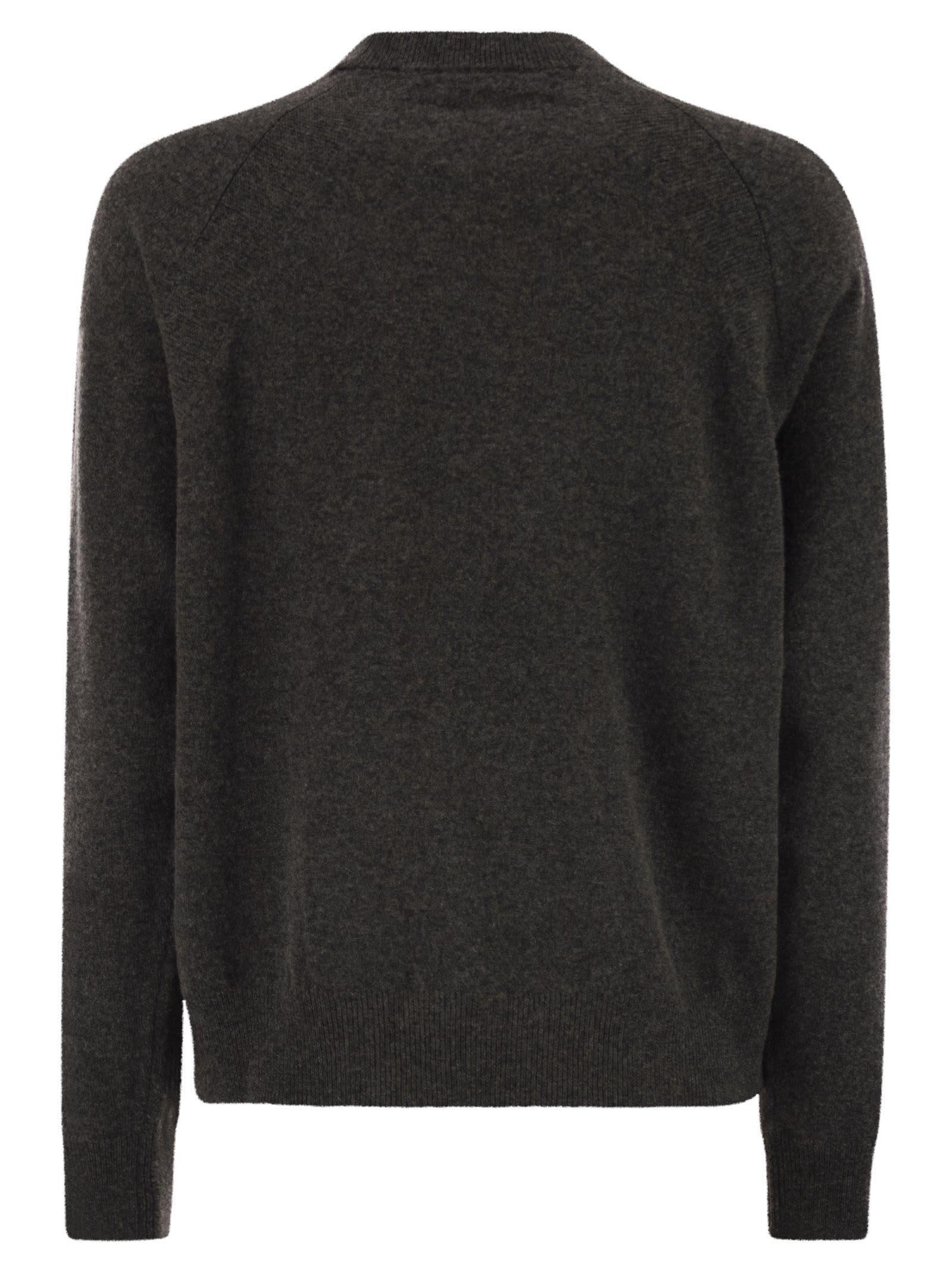Peserico Crew Neck Jumper With Bright Details In Black