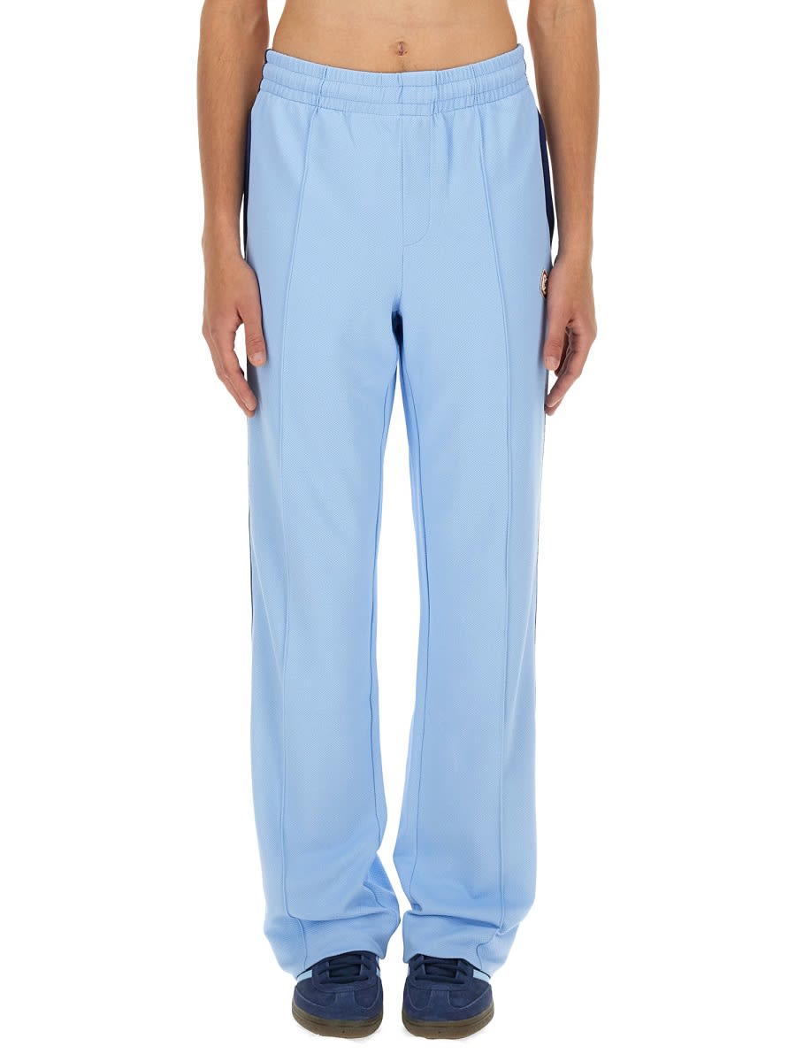 Shop Casablanca Pants With Logo Band In Pale Blue