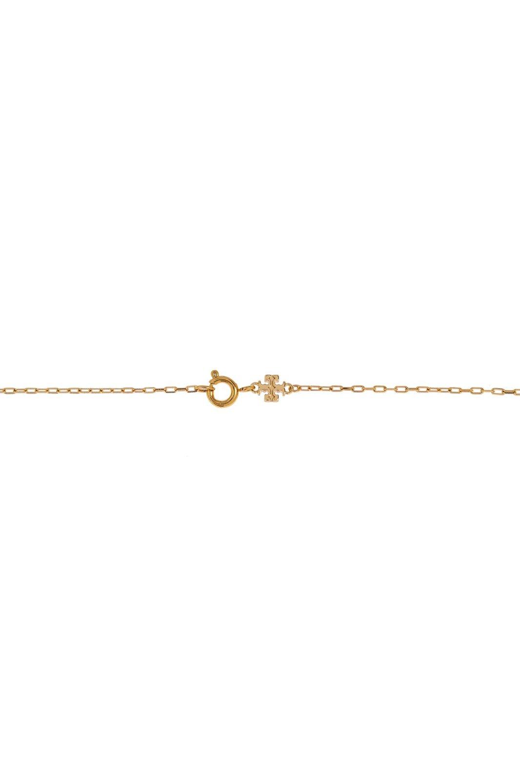 Shop Tory Burch Kira Clover Long Necklace In Golden