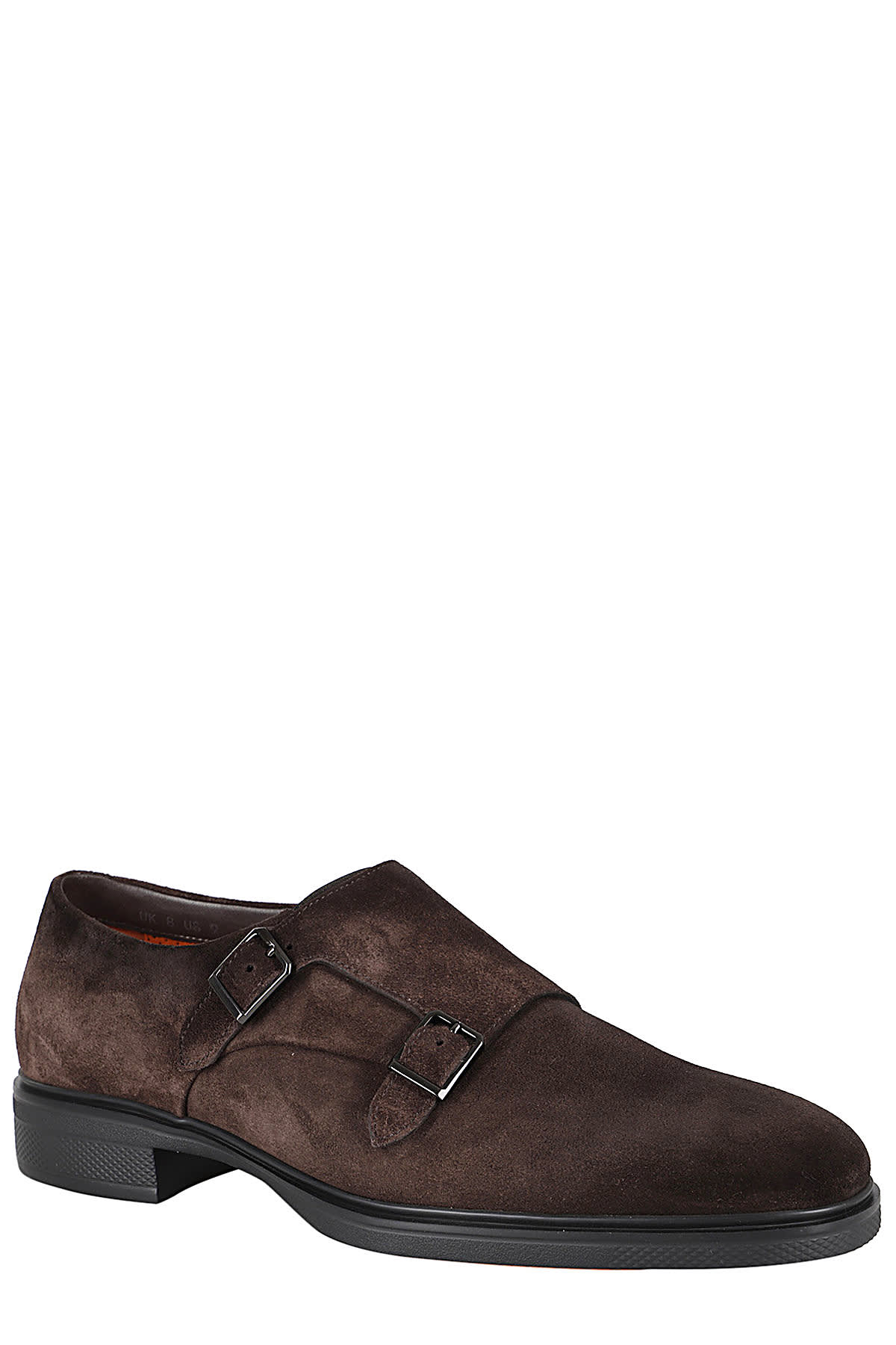 Santoni Brown Calf Suede Monk Shoes In Dark Brown