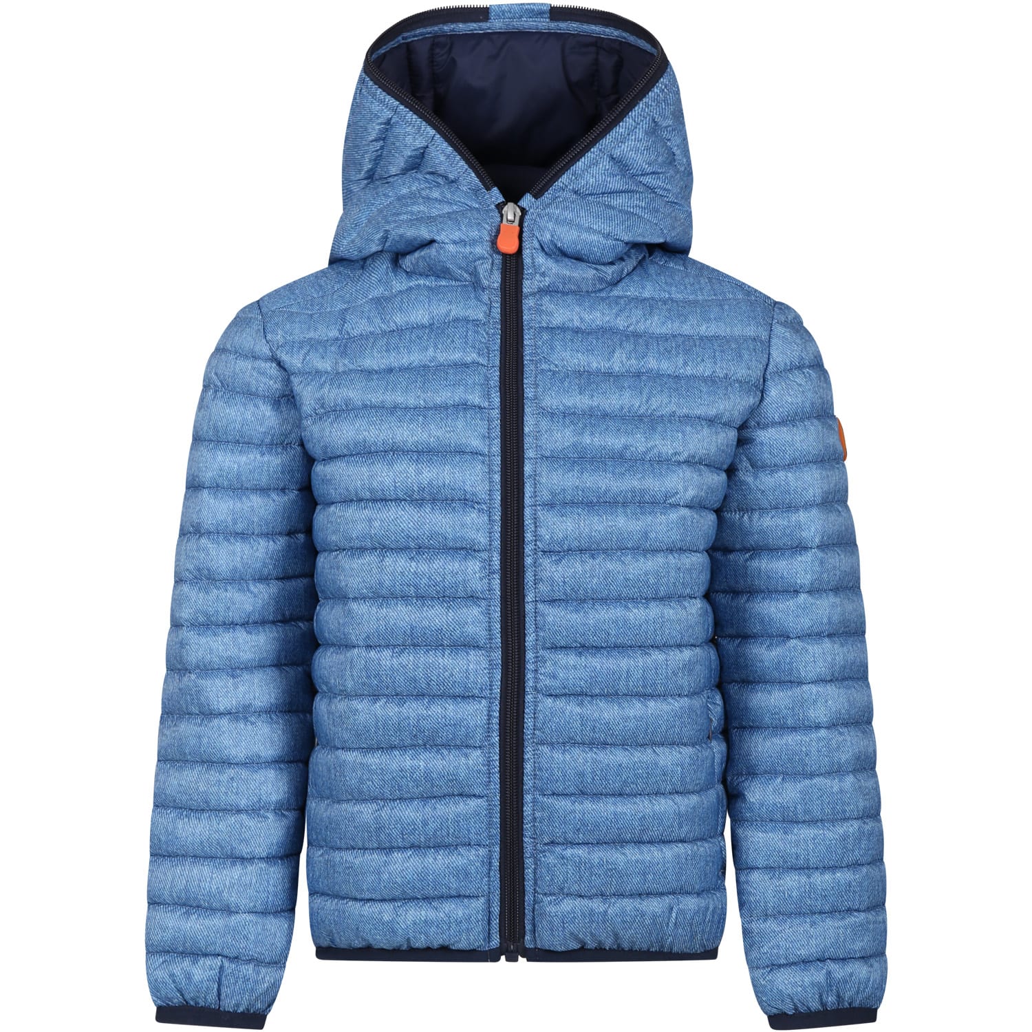 Save The Duck Kids' Light Blue Drew Down Jacket For Boy With Logo