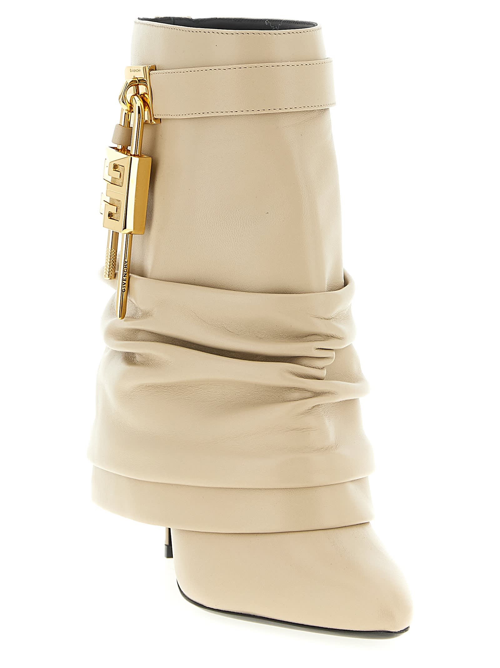 Givenchy Shark Lock Stiletto Ankle Boots In Neutral