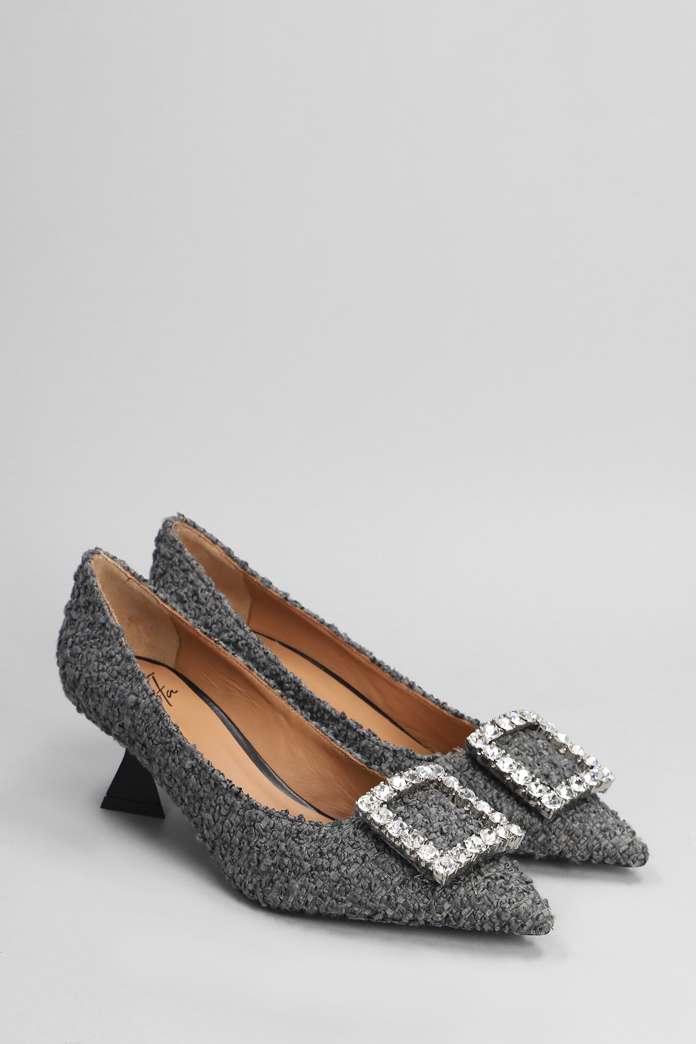 Shop Roberto Festa Evilly Pumps In Grey Wool