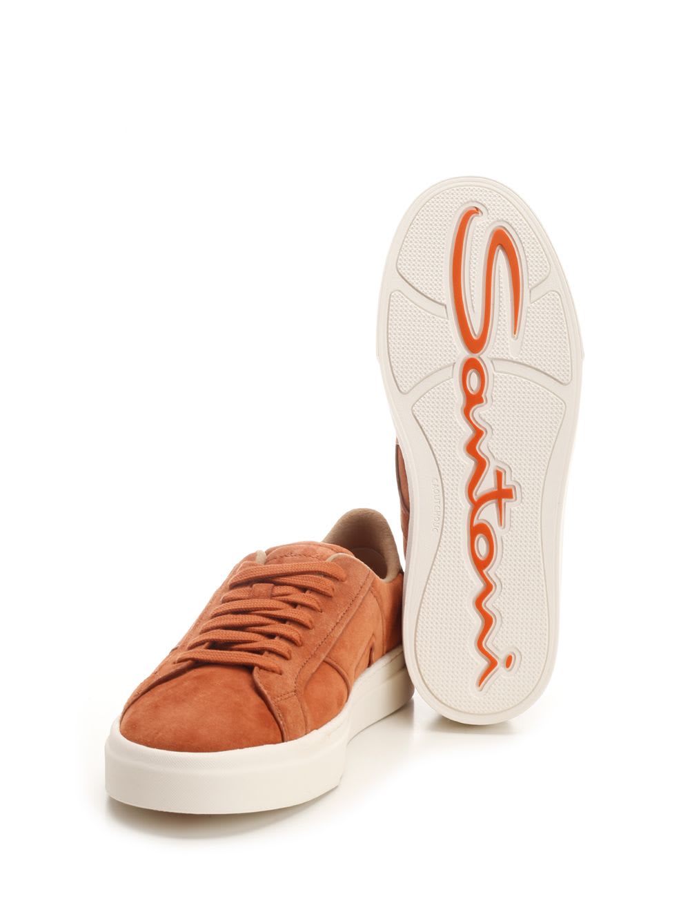 Shop Santoni Double Buckle Sneaker In Orange