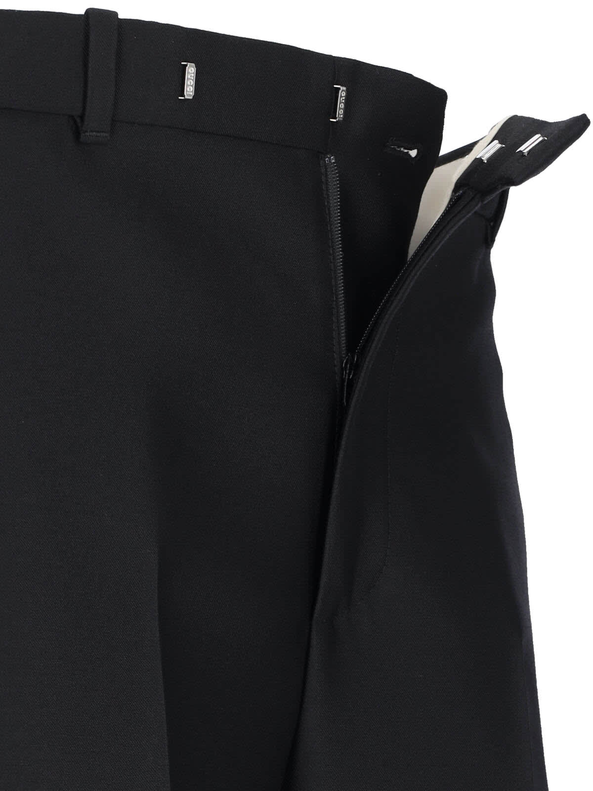 Gucci Wool And Silk Straight Pants In Black