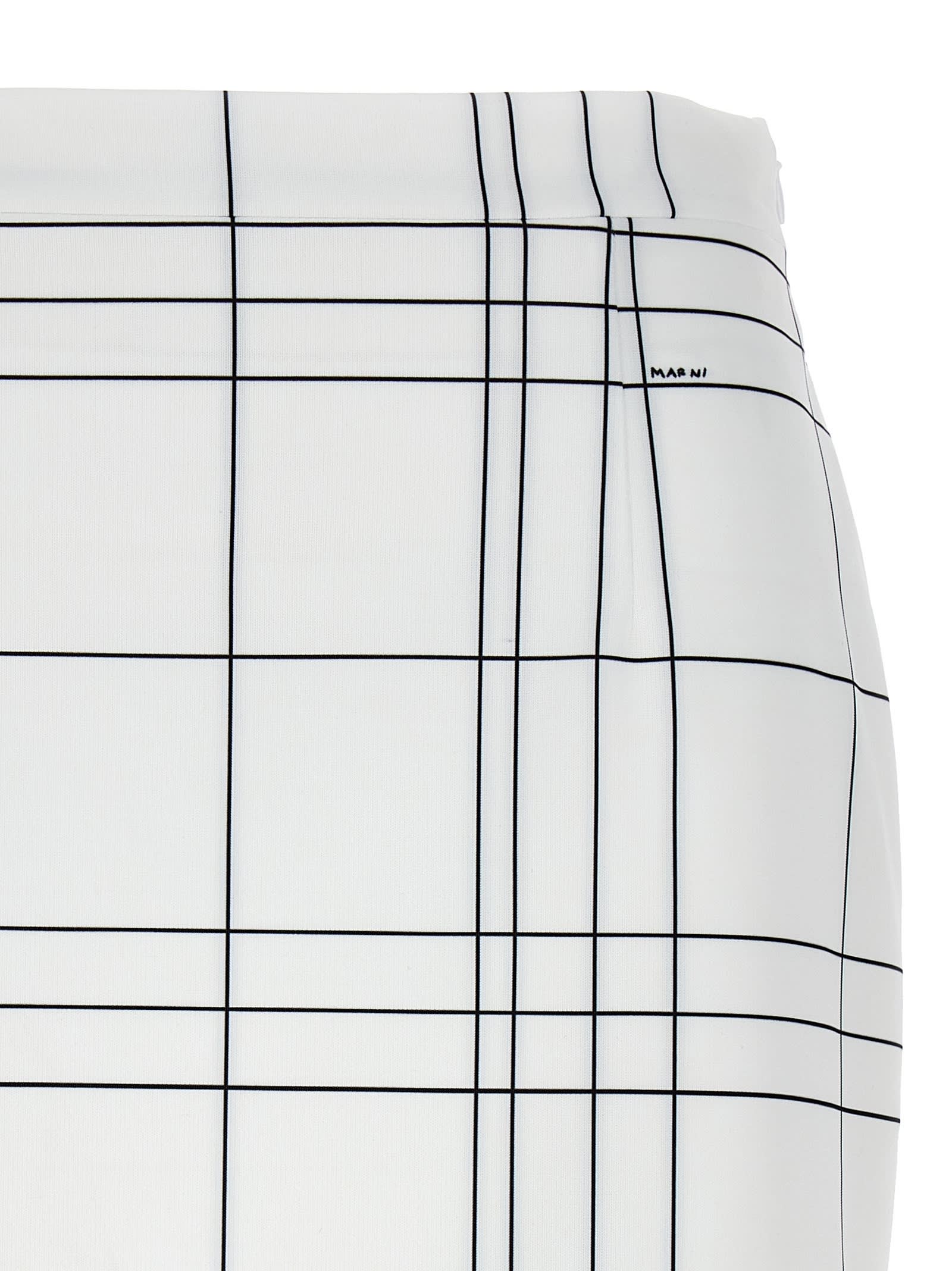 Shop Marni Patterned Skirt In White/black