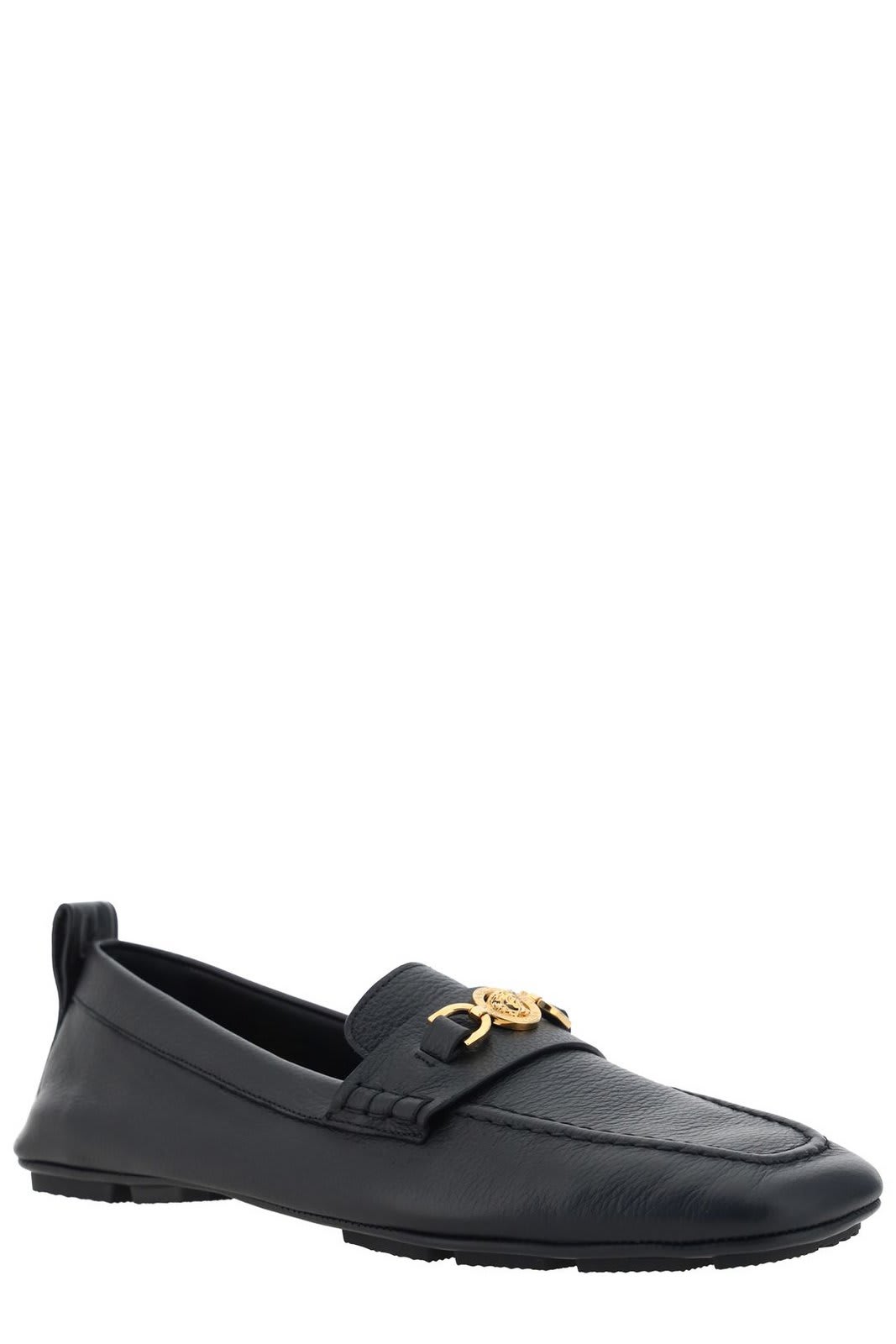 Shop Versace Villa Slip-on Loafers In Nero