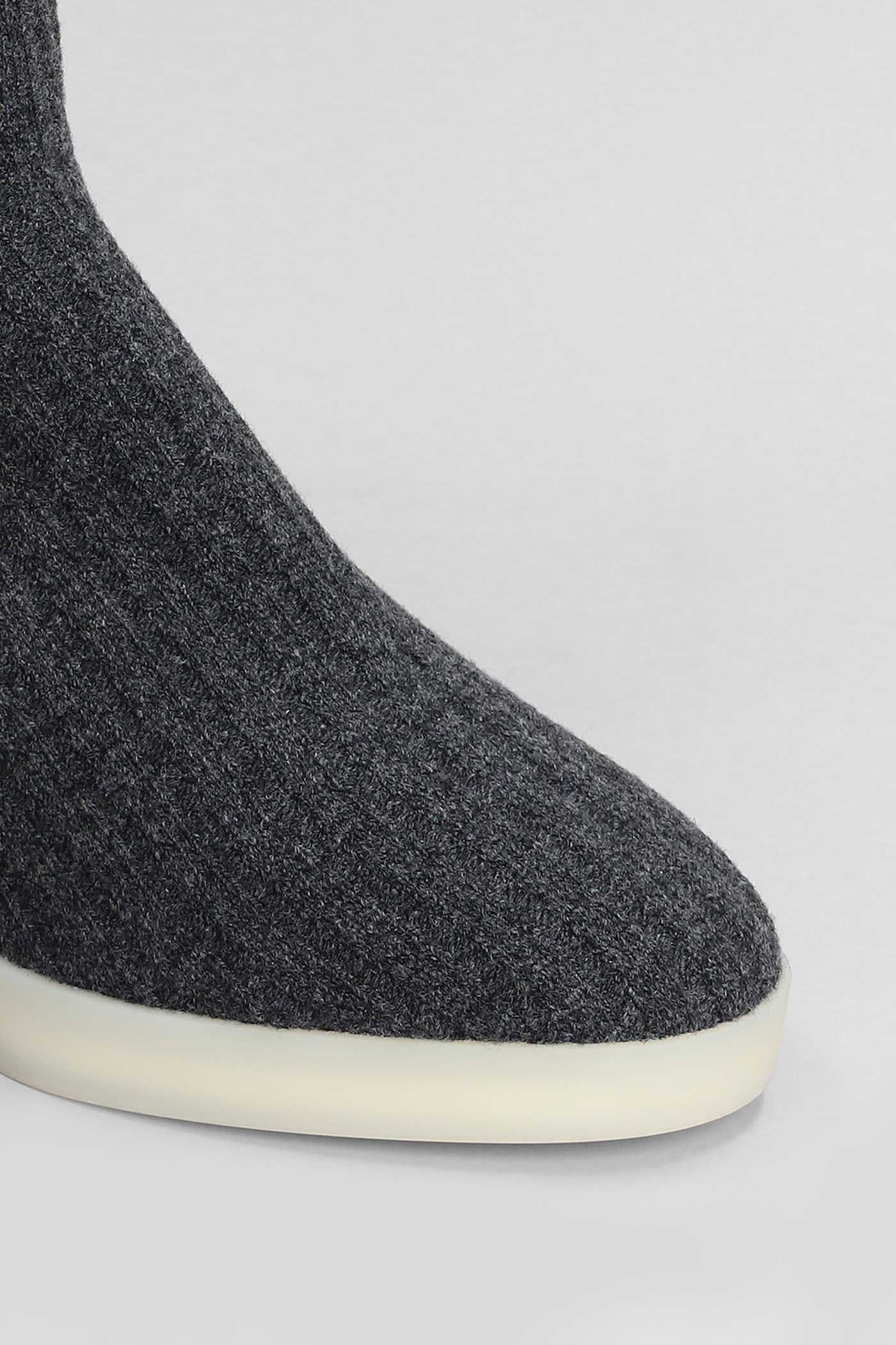 Shop Fear Of God Moc Knit High Ankle Boots In Black Wool