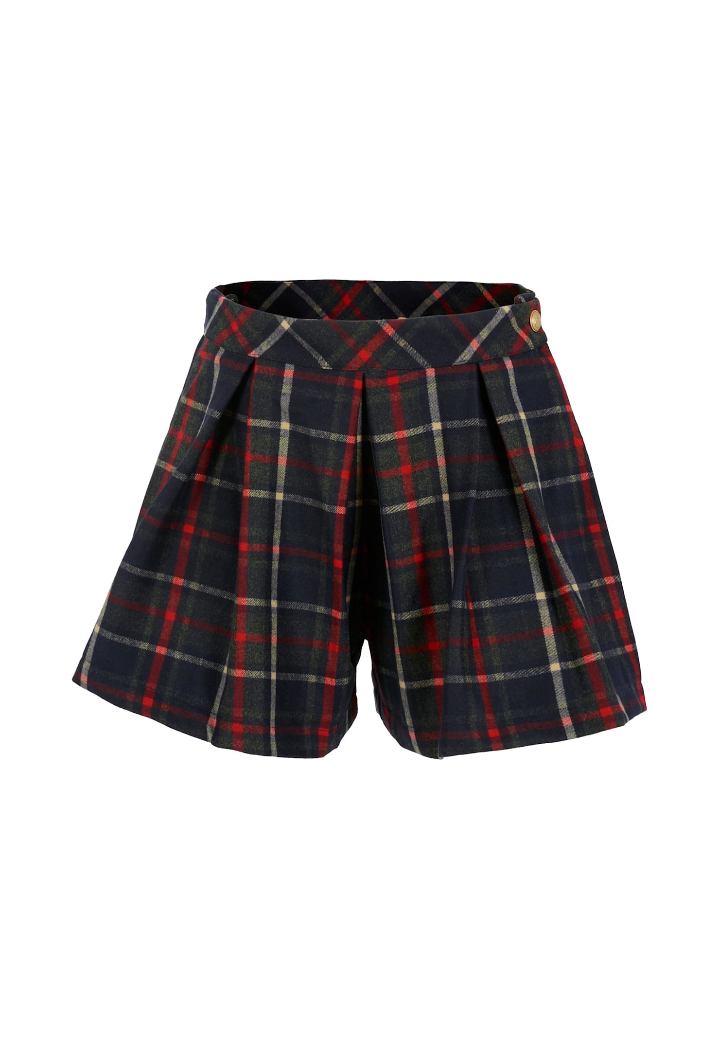 Patachou Pleated Plaid Shorts In Multi