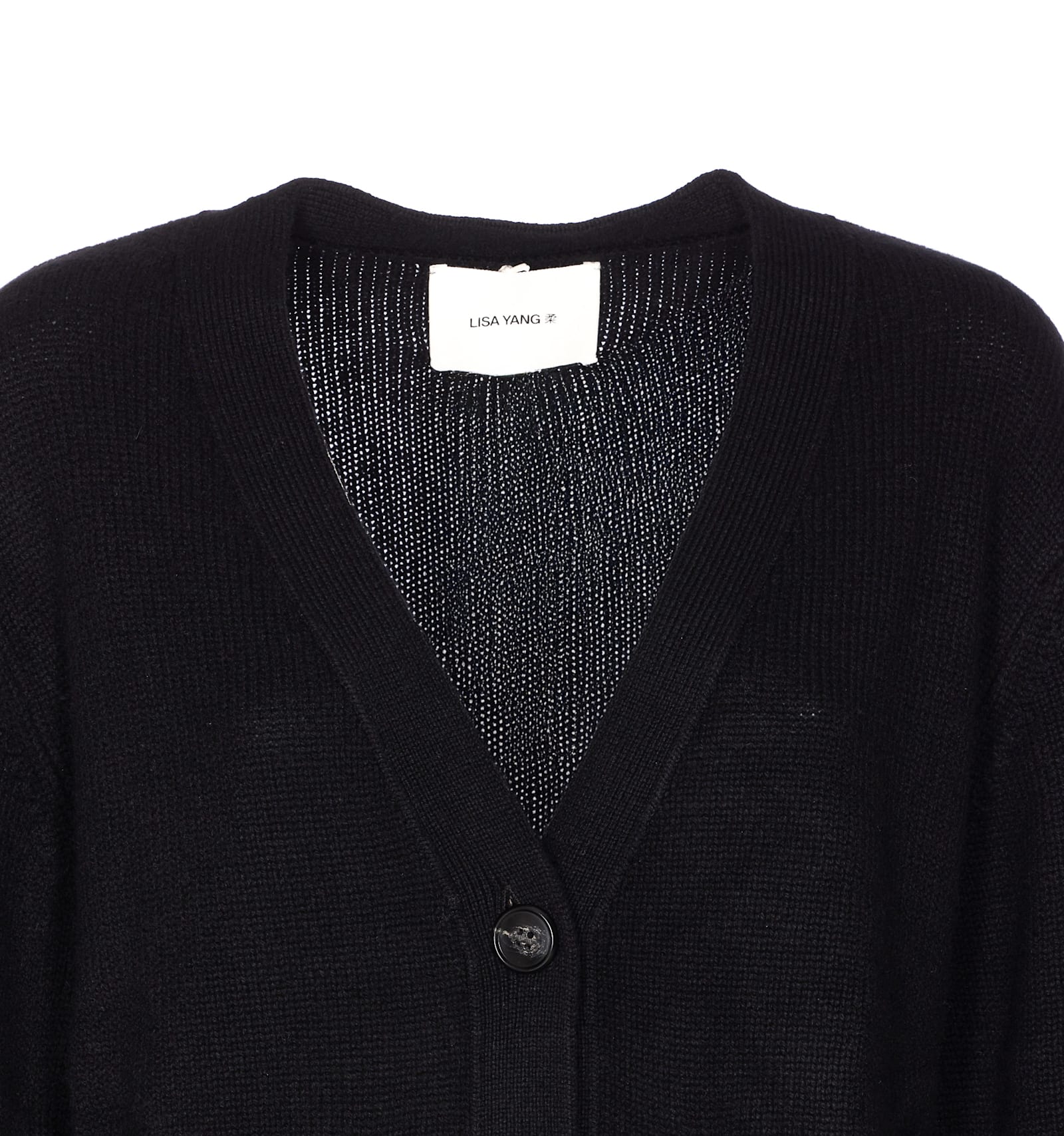 Lisa Yang Knitted Cashmere Cardigan With V-neck And Button Closure In Black