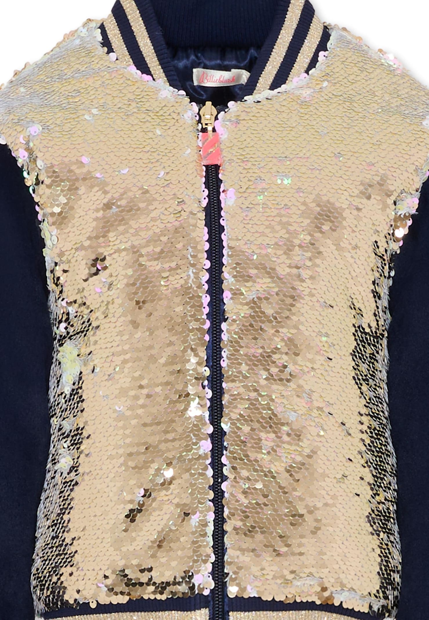 Billieblush Gold Bomber Jacket For Girl With Sequins In Multi
