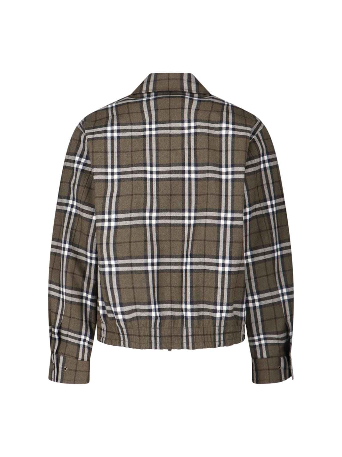 Burberry Plaid Jacket With Point Collar And Pockets In Multi