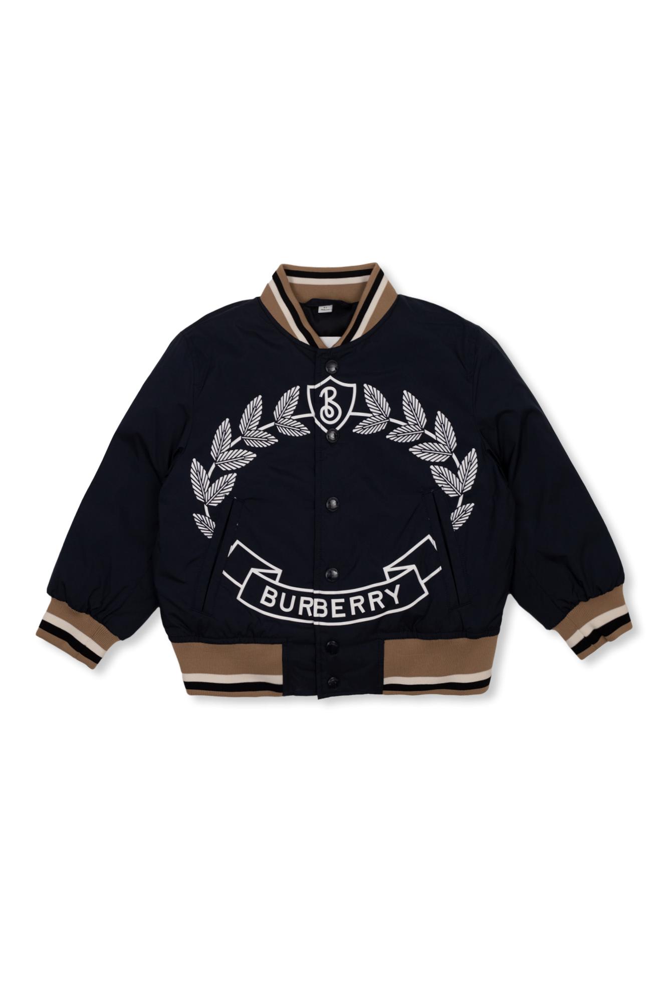 Shop Burberry Jacket With Logo In Blu