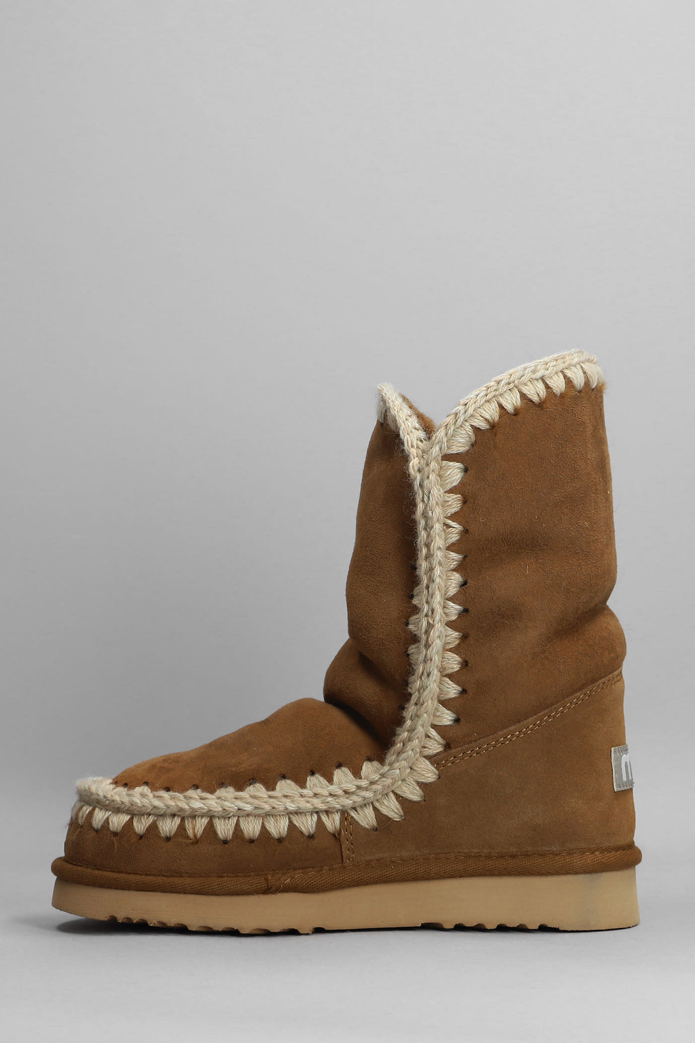 Shop Mou Eskimo 24 Low Heels Ankle Boots In Leather Color Suede