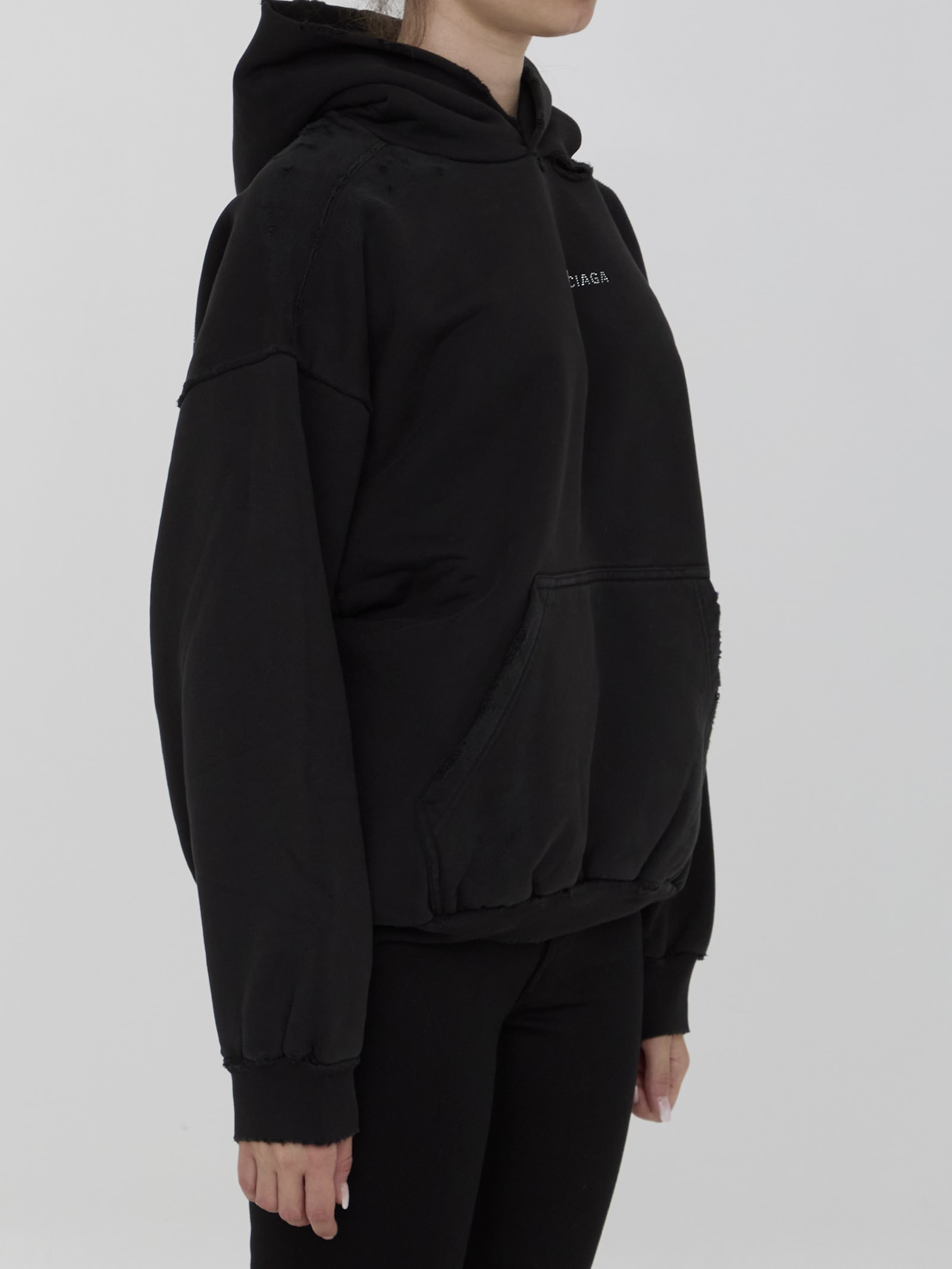 Shop Balenciaga Back Hoodie In Black