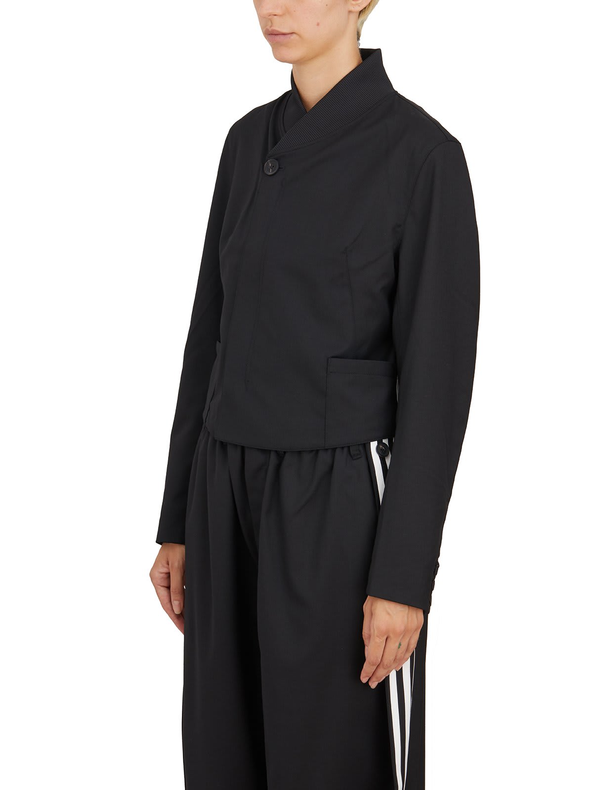 Shop Y-3 Cropped Twill Jacket In Black