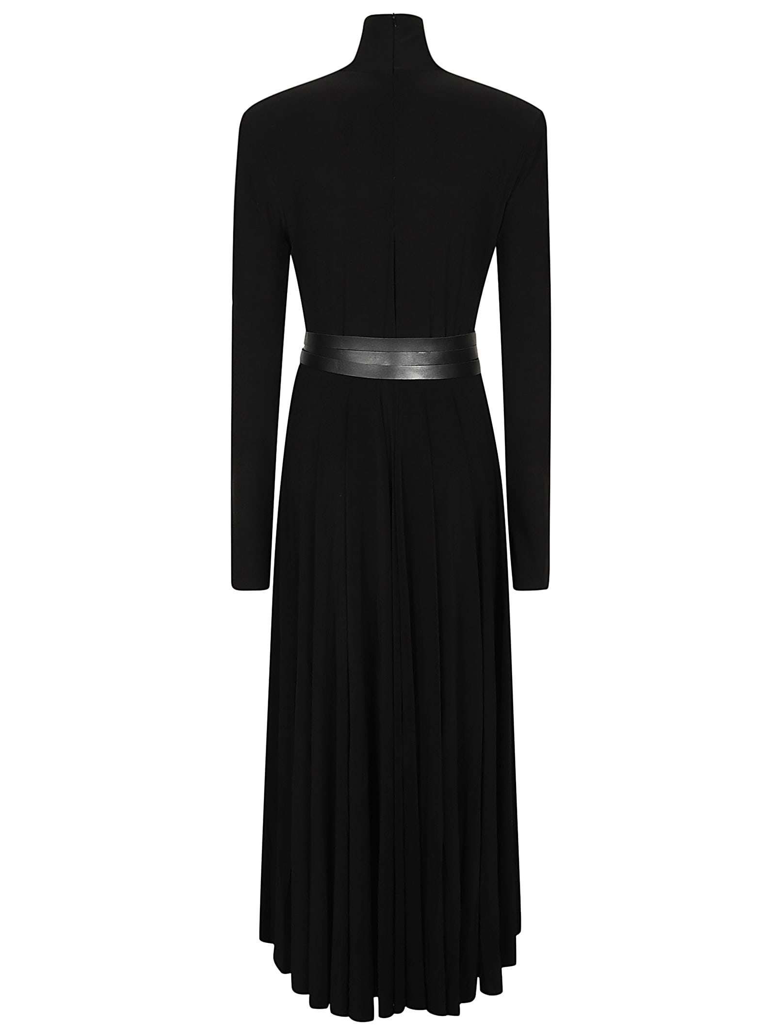 Shop Norma Kamali Long Sleeve Turtle Neck Dress In Black