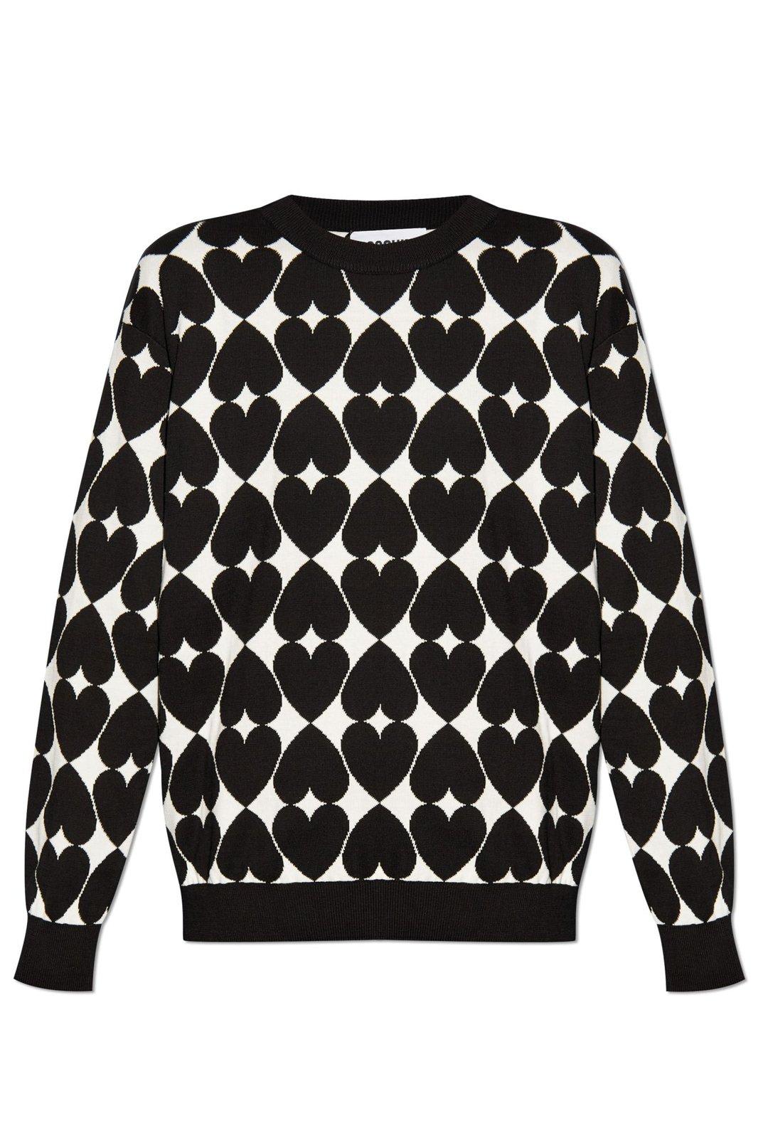 Heart Patterned Knit Sweater