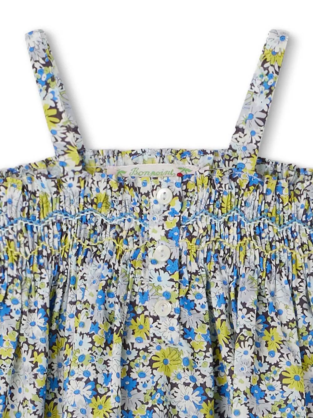 Shop Bonpoint Blouse Smockee Abricot In Blue