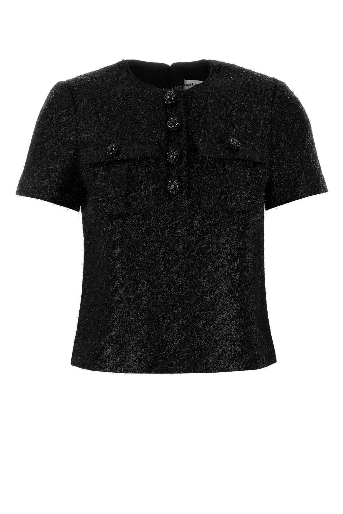 SELF-PORTRAIT BLACK POLYESTER BLEND TOP