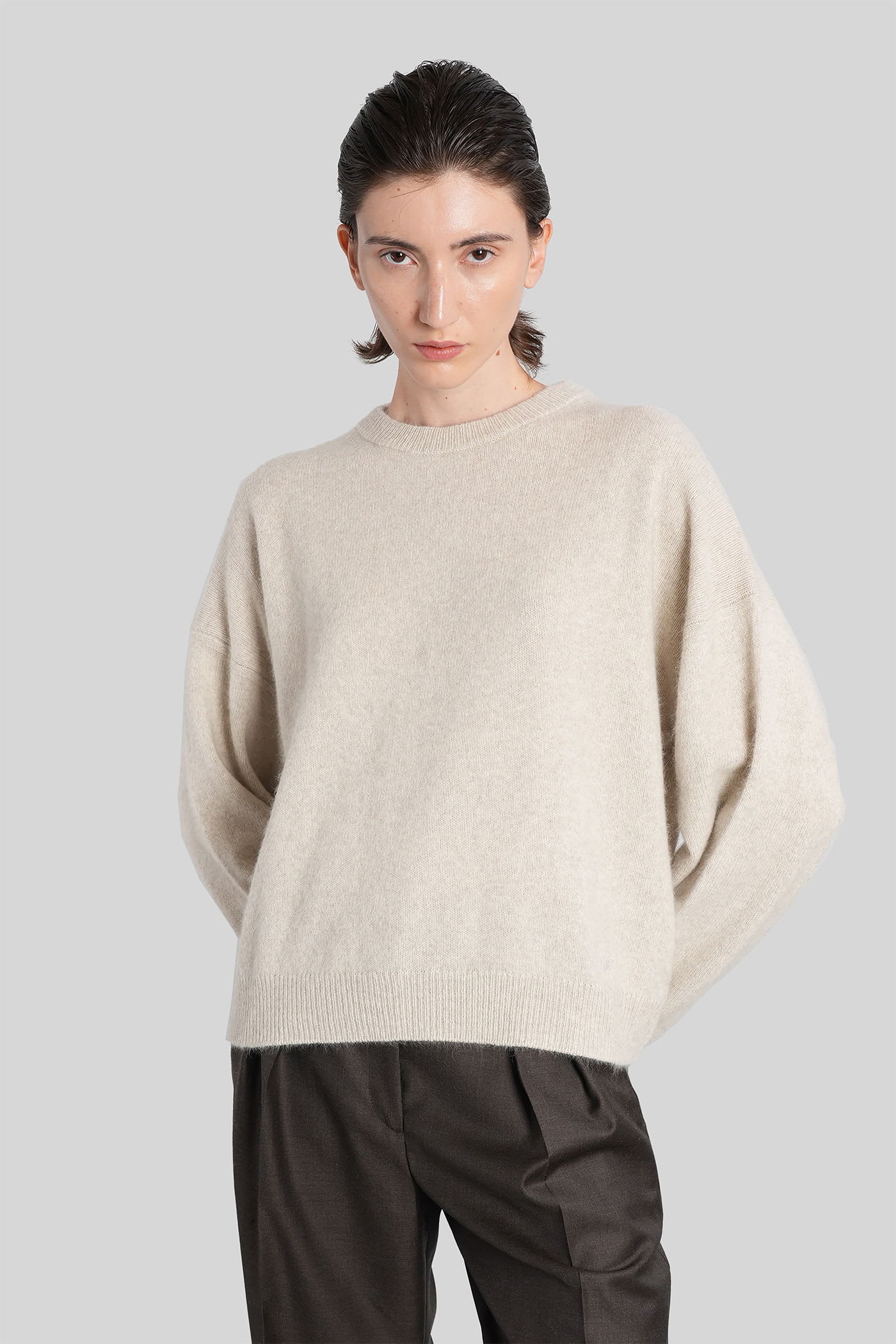 Loulou Studio Loulou Tristan Crew Neck Wool And Yak Sweater In Neutral